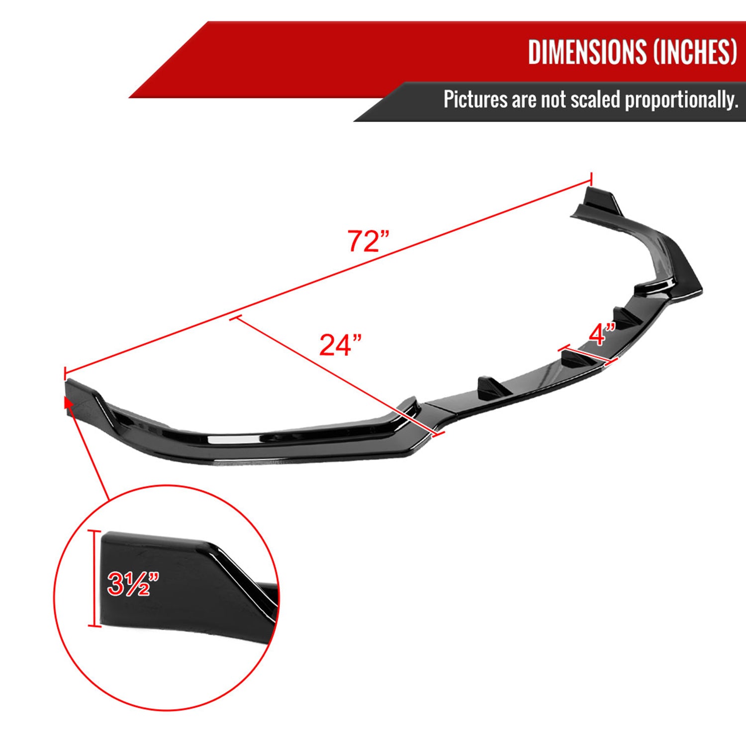 2018-2021 Acura TLX Glossy Black 3Pcs Front Bumper Lip Splitter Kit