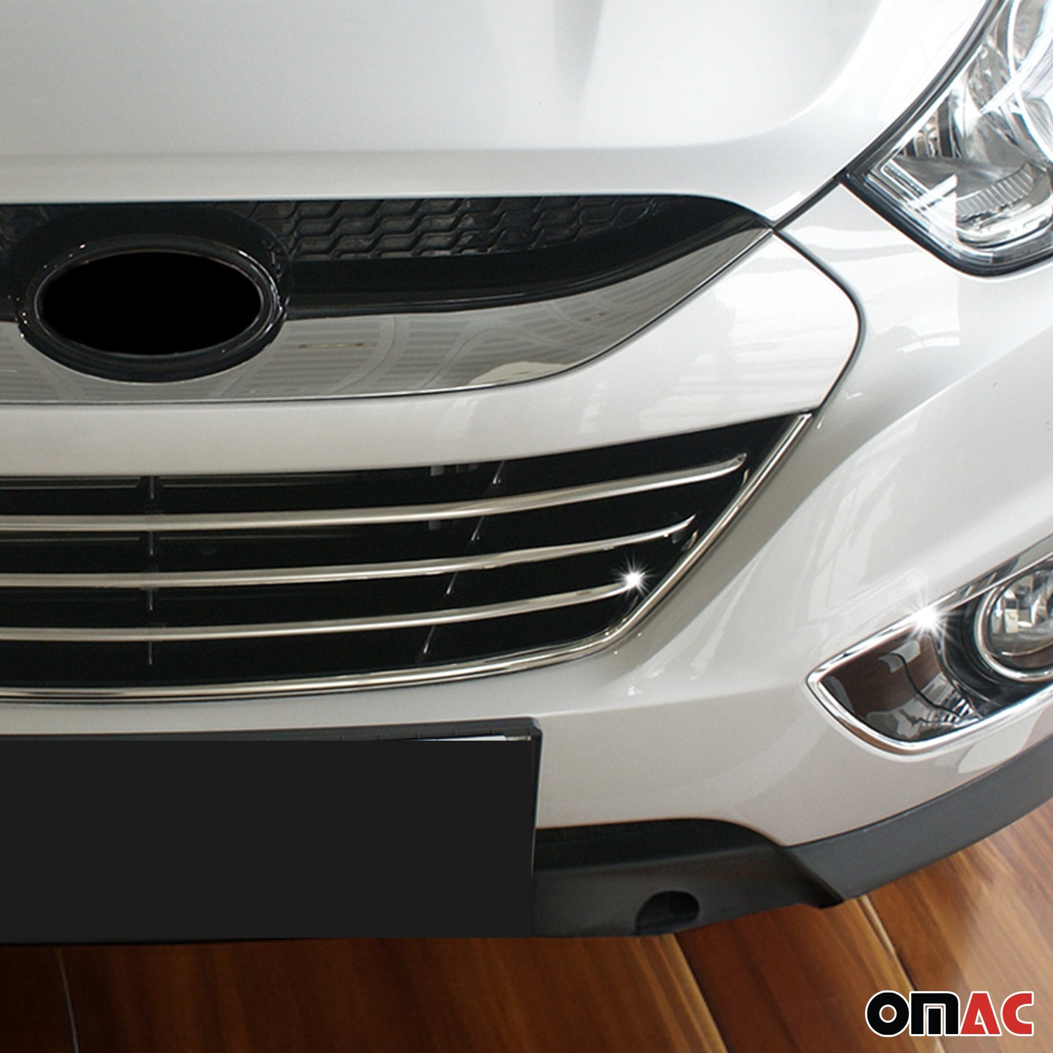 2010-2015 Hyundai Tucson Front Bumper Grill Trim Molding Stainless Steel Silver 4 Pcs