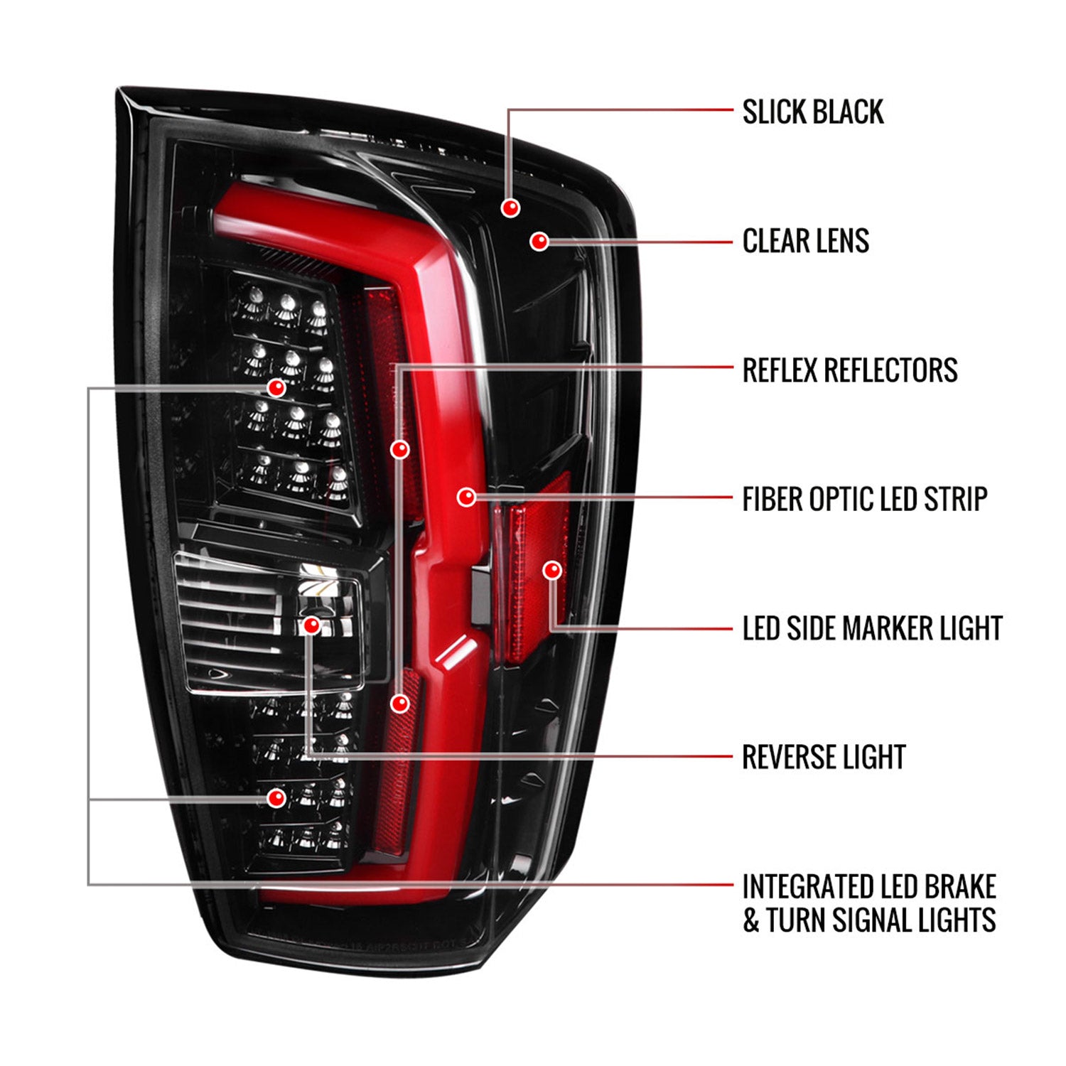 2016-2022 Toyota Tacoma LED Bar Tail Lights Jet Black Housing/Clear Lens