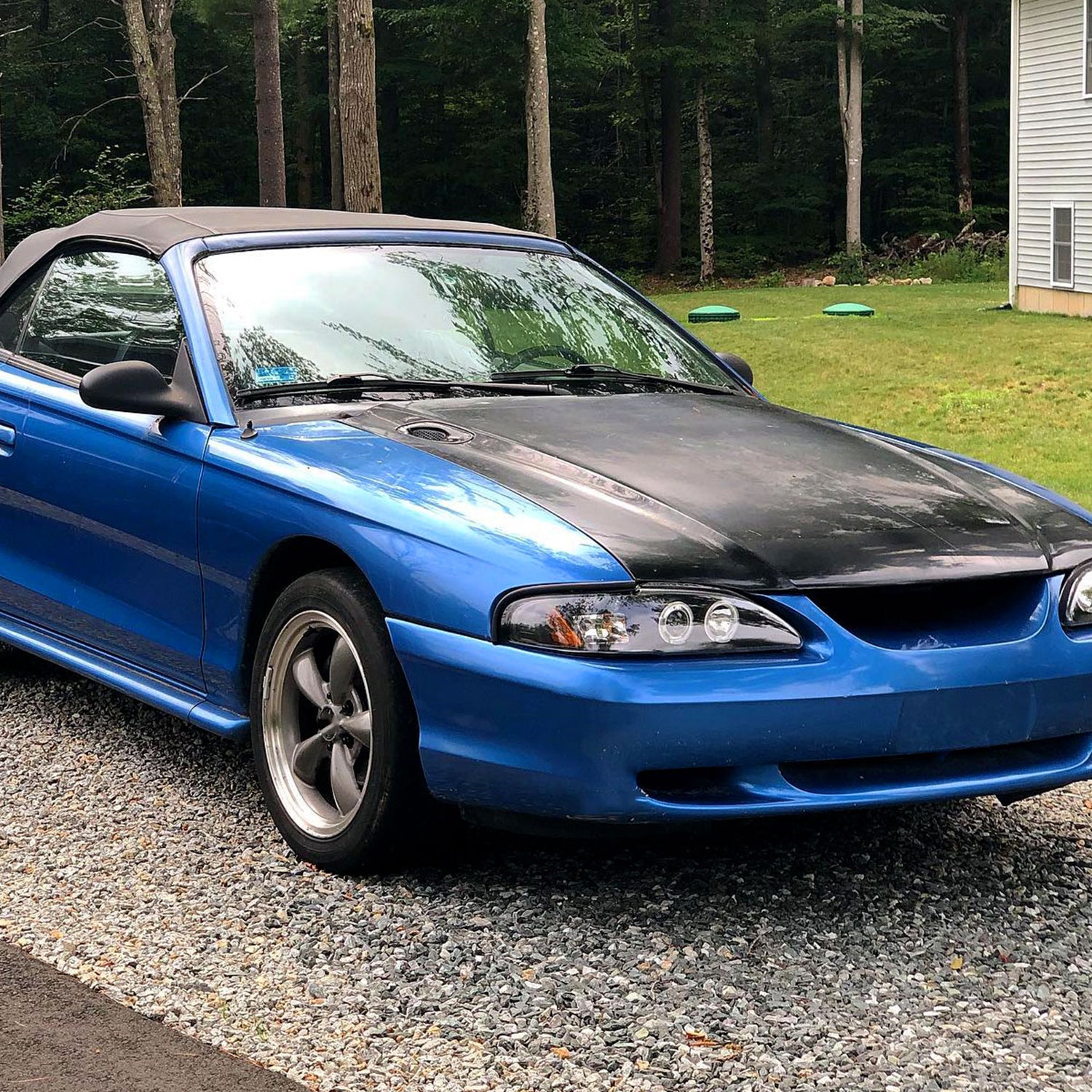 1994-1998 Ford Mustang Dual Halo Projector Headlights Matte Black/Clear Lens