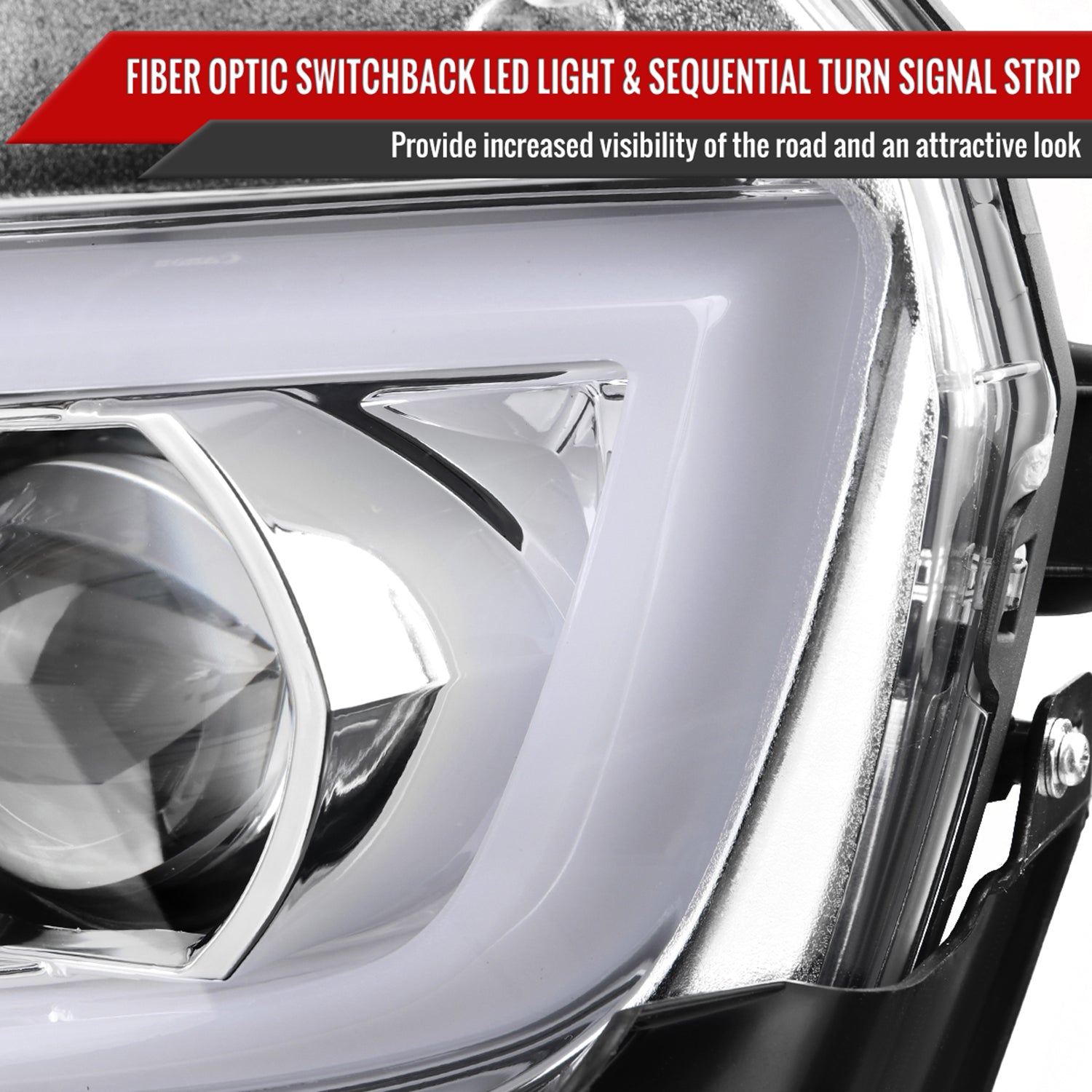 2014-2015 Chevy Camaro LED Projector Headlights Turn Signal Lights Chrome