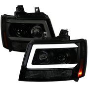 2007-2013 Chevy Avalanche/ Tahoe Suburban LED C-Bar Headlights Black Smoke