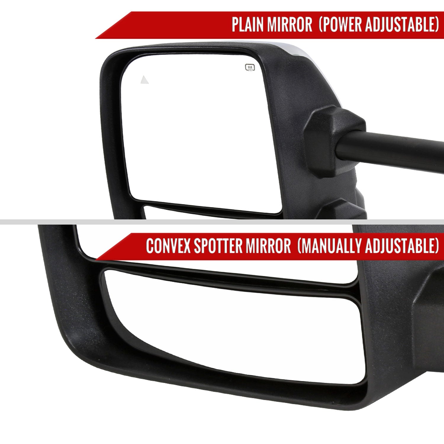 2016-2022 Nissan Titan BSM & Manually Extendable Chrome Towing Mirrors Clear