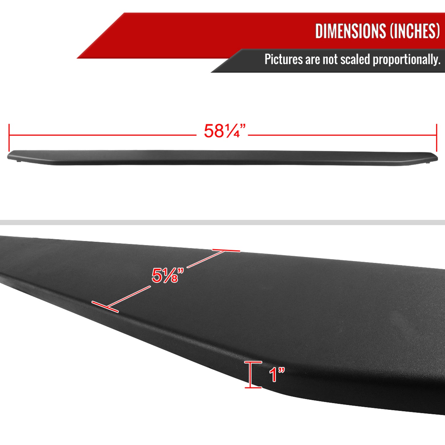 2013-2018 Nissan Frontier Black Textured ABS Tailgate Molding Protector Cap