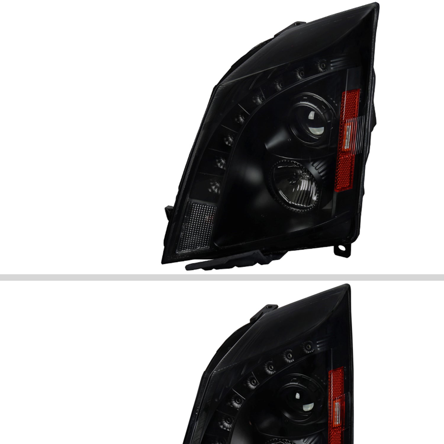 2008-2014 Cadillac CTS SMD LED Light Strip Projector Headlights Black/Smoke