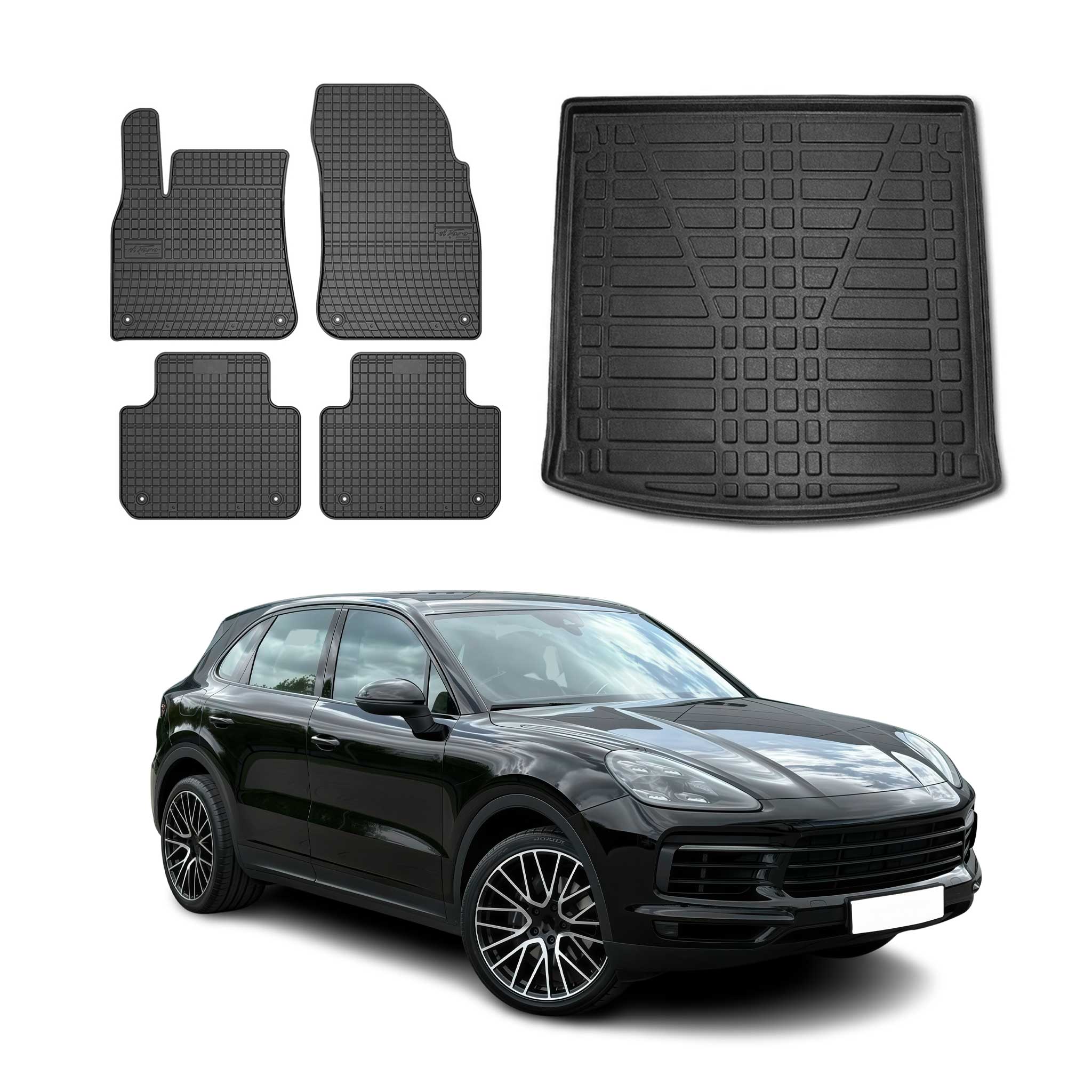 2019-2026 Porsche Cayenne Floor Mats & Cargo Liner Full Set All Weather Black