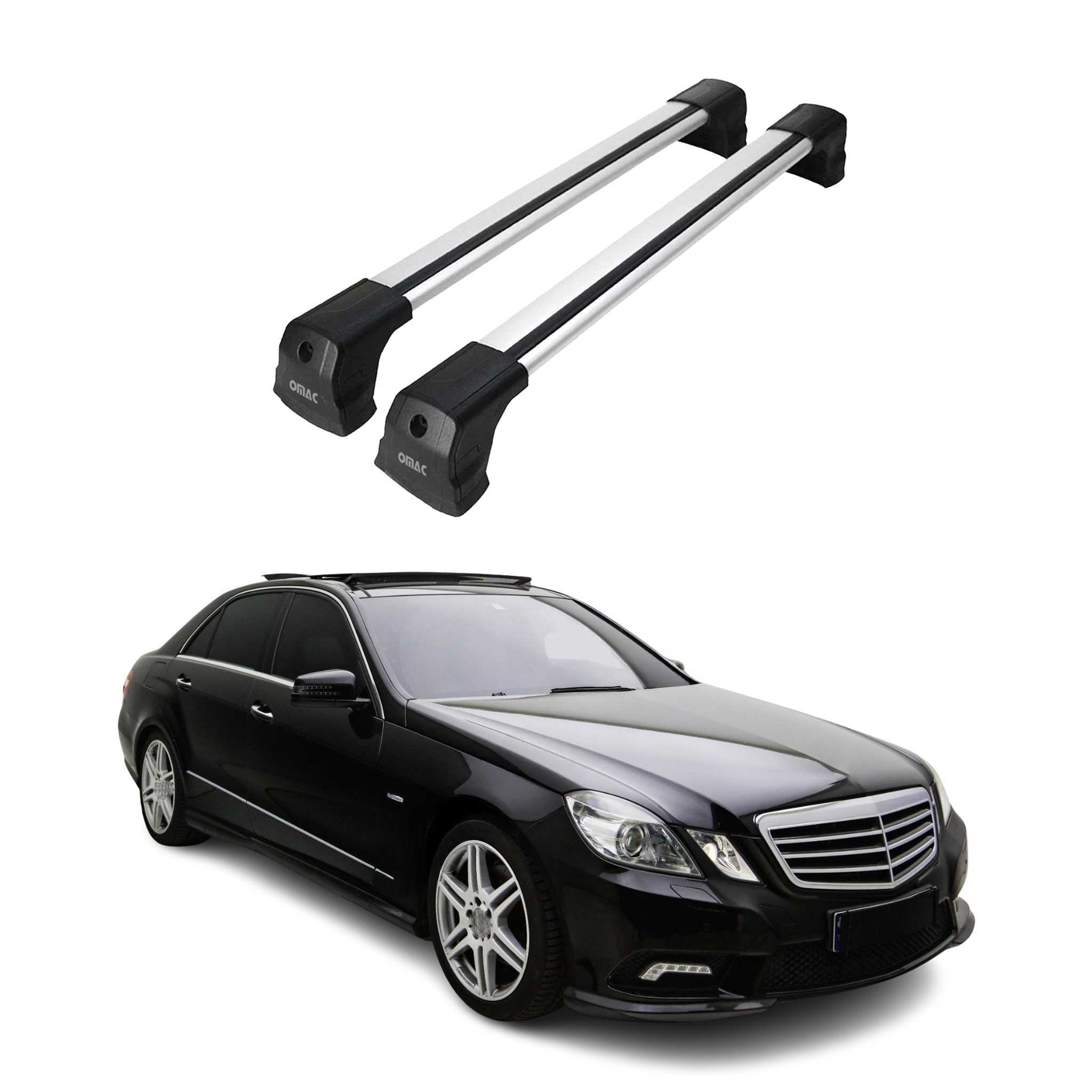 2010-2016 Mercedes E Class W212 Sedan Roof Rack Cross Bars Silver Aluminium 2 Pcs