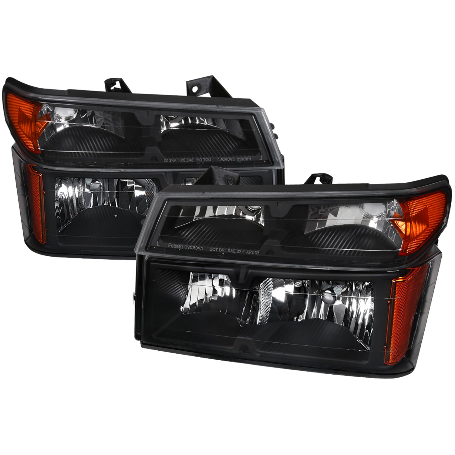 2004-2012 Chevy Colorado /Canyon Isuzu I-Series Headlights Pair Matte Black
