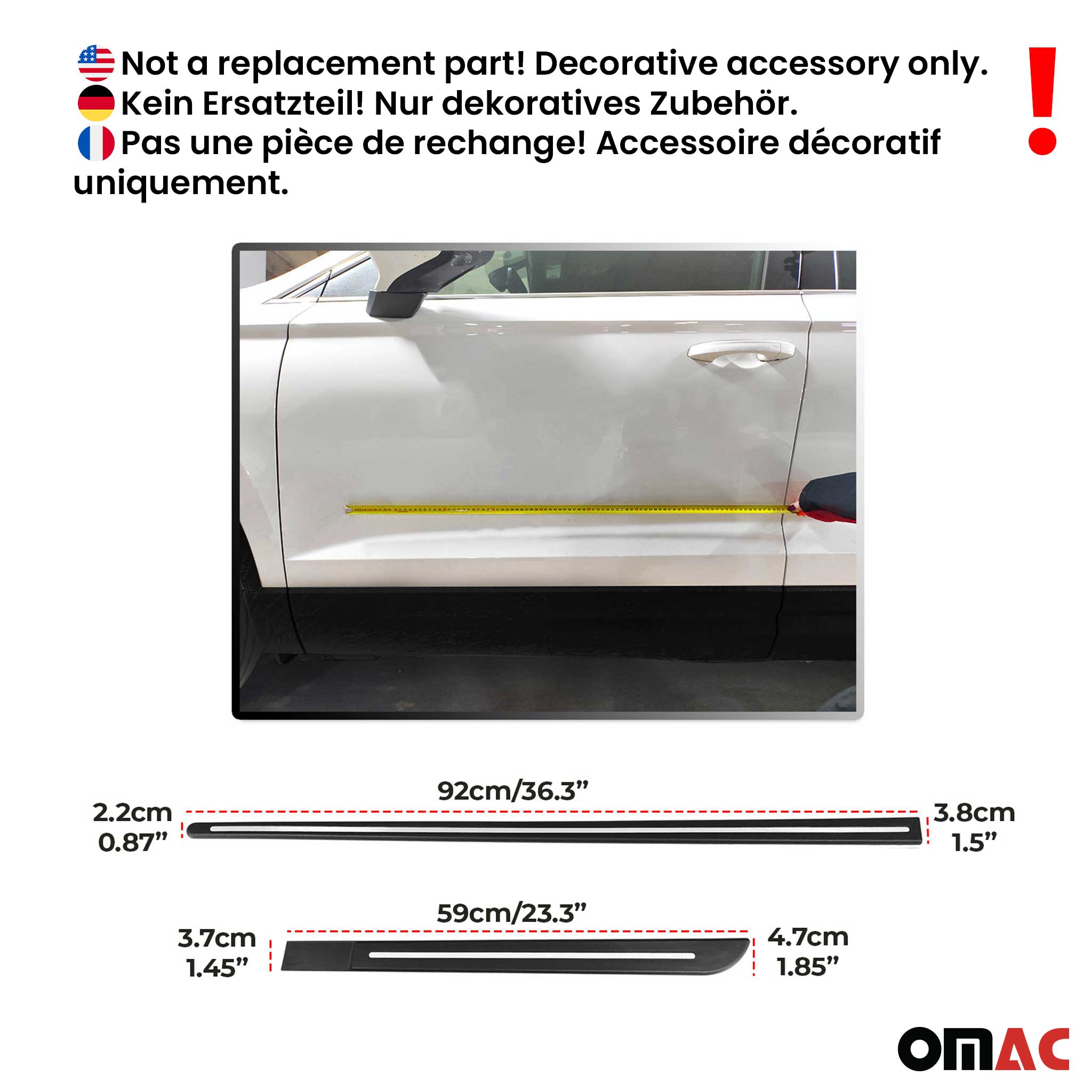 Mini Cooper Side Door Molding Trim Skirt Garnish Stainless Steel Silver 4 Pcs