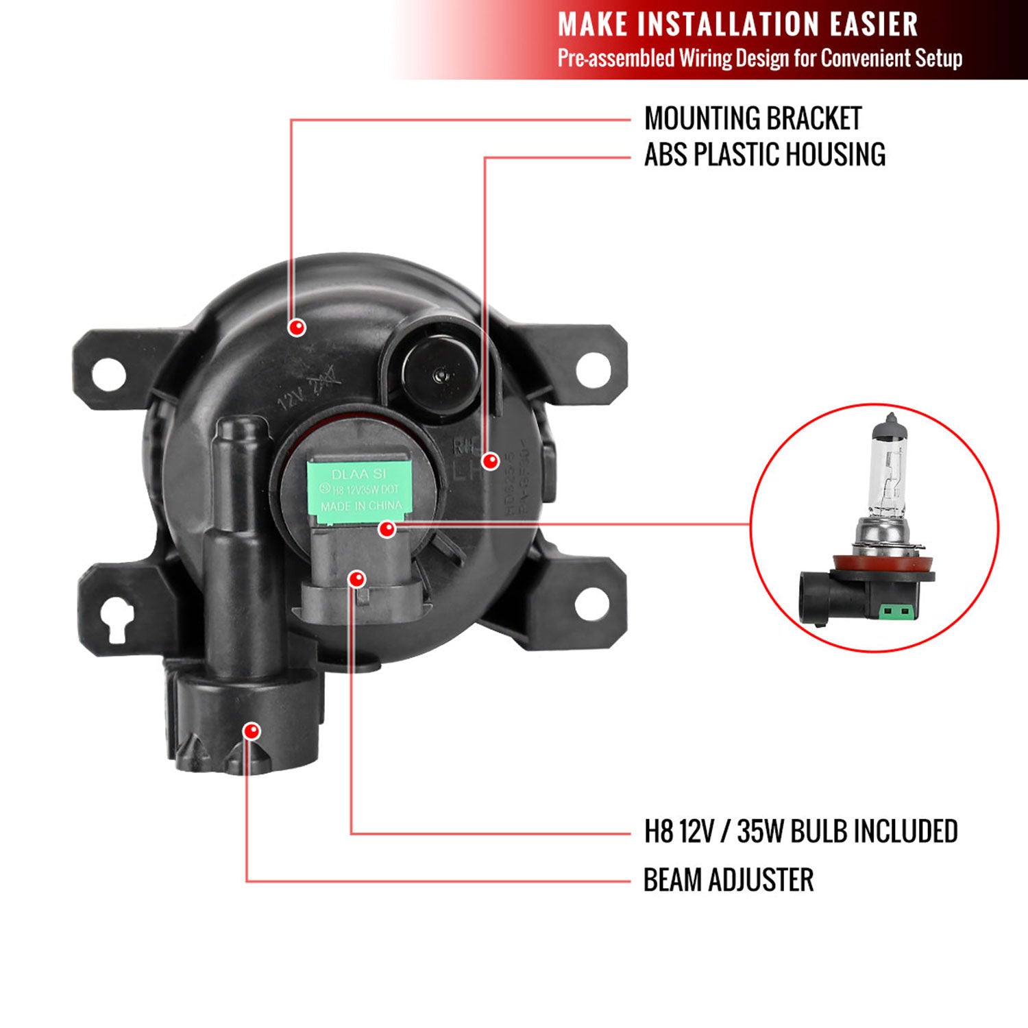 2019-2020 Honda Civic Sedan/Coupe H8 Fog Lights Kit Chrome/Clear Lens