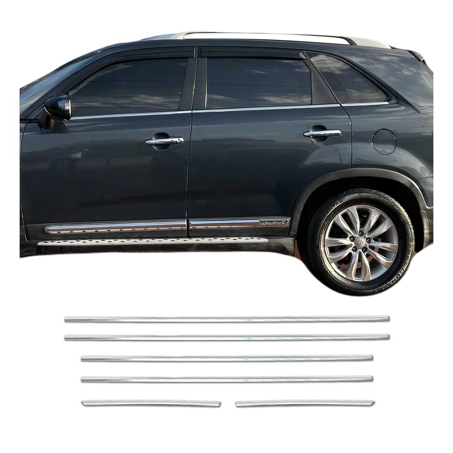 Window Molding Trim Streamer for Kia Sorento III 2014-2020 S.Steel Chrome