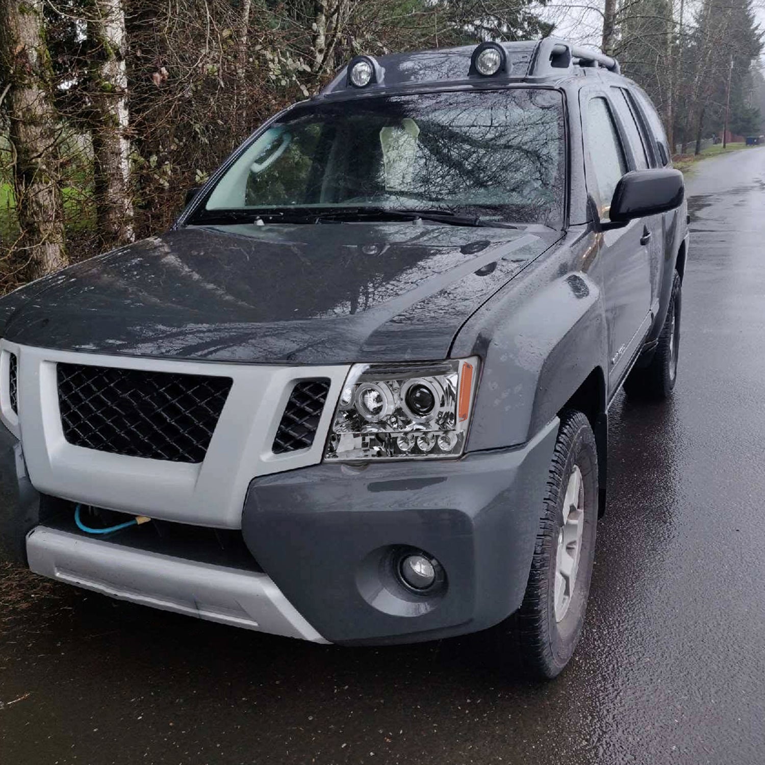 2005-2015 Nissan Xterra Dual Halo Projector Headlights Chrome/Clear Lens