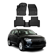2018-2024 VW Tiguan Premium Floor Mats Liners First and Second Row Set Black