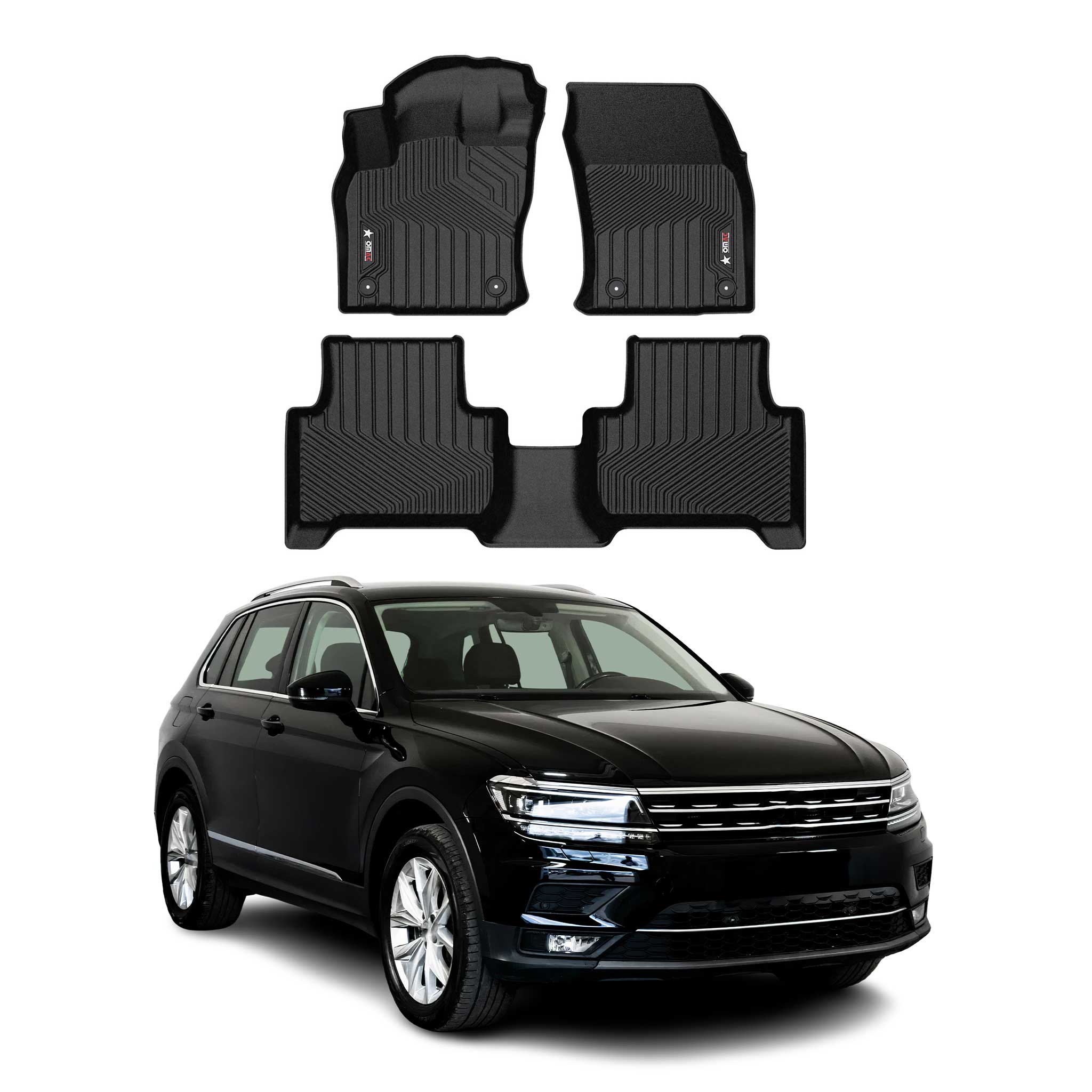 2018-2024 VW Tiguan Premium Floor Mats Liners First and Second Row Set Black