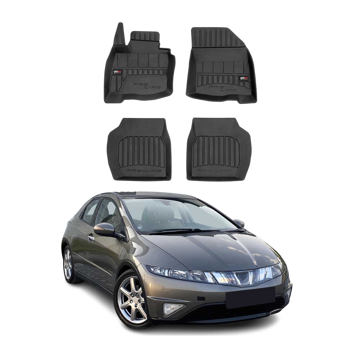 2006-2011 Honda Civic Hatchback Premium Floor Mats Liners Full Set All Weather Heavy Duty