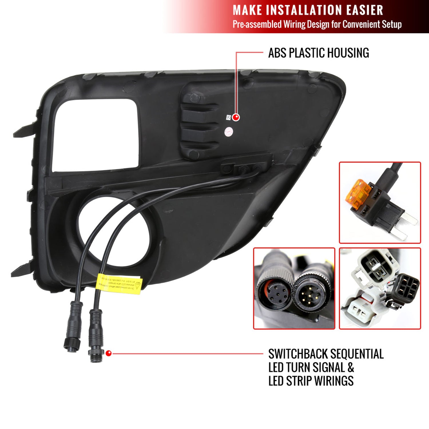 2015-2017 Subaru Impreza WRX STI LED Signal Fog Light Bezels Glossy Black