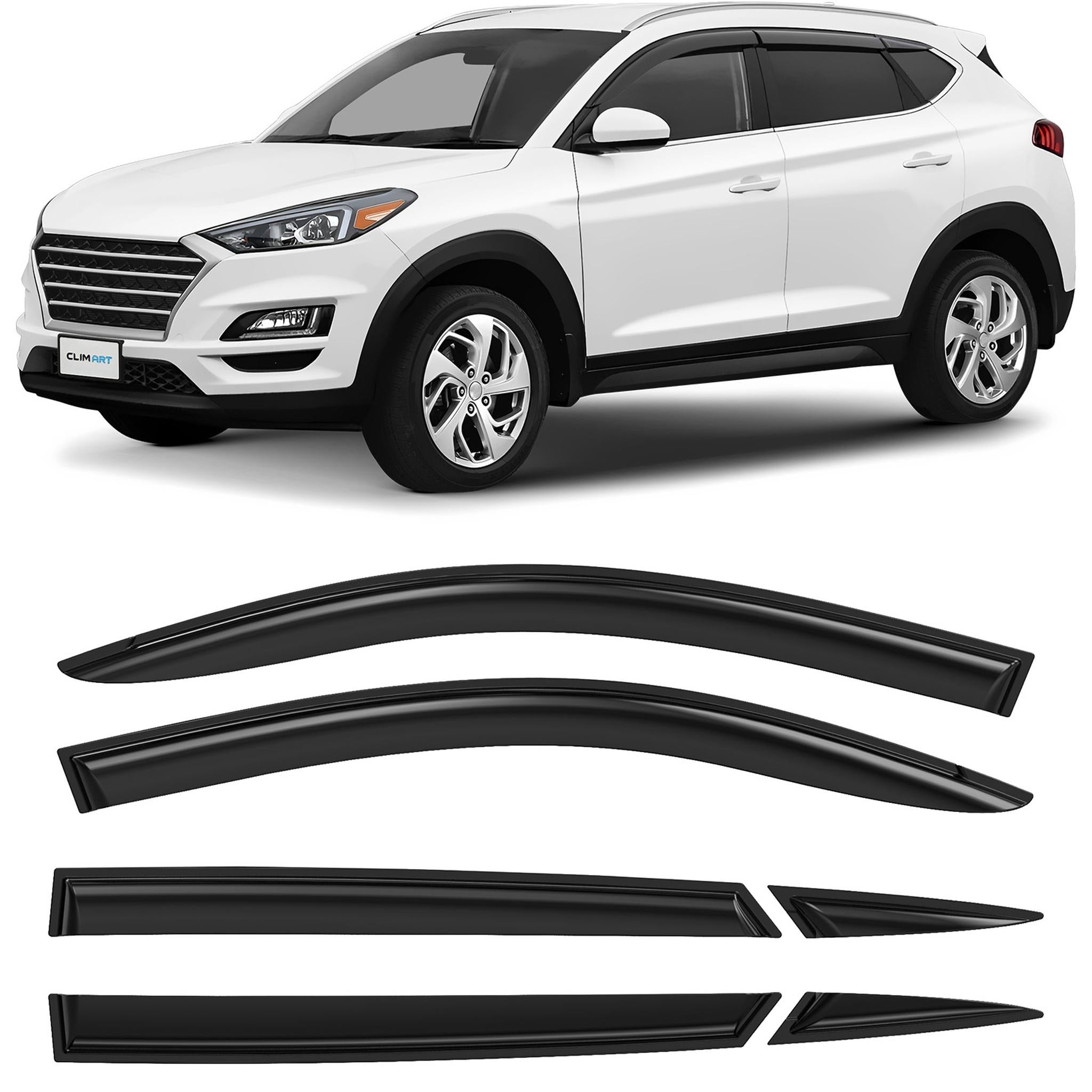 Clim Art Wind Deflectors for Hyundai Tucson 2016-2021 Tape-On Dark Smoke 6Pcs