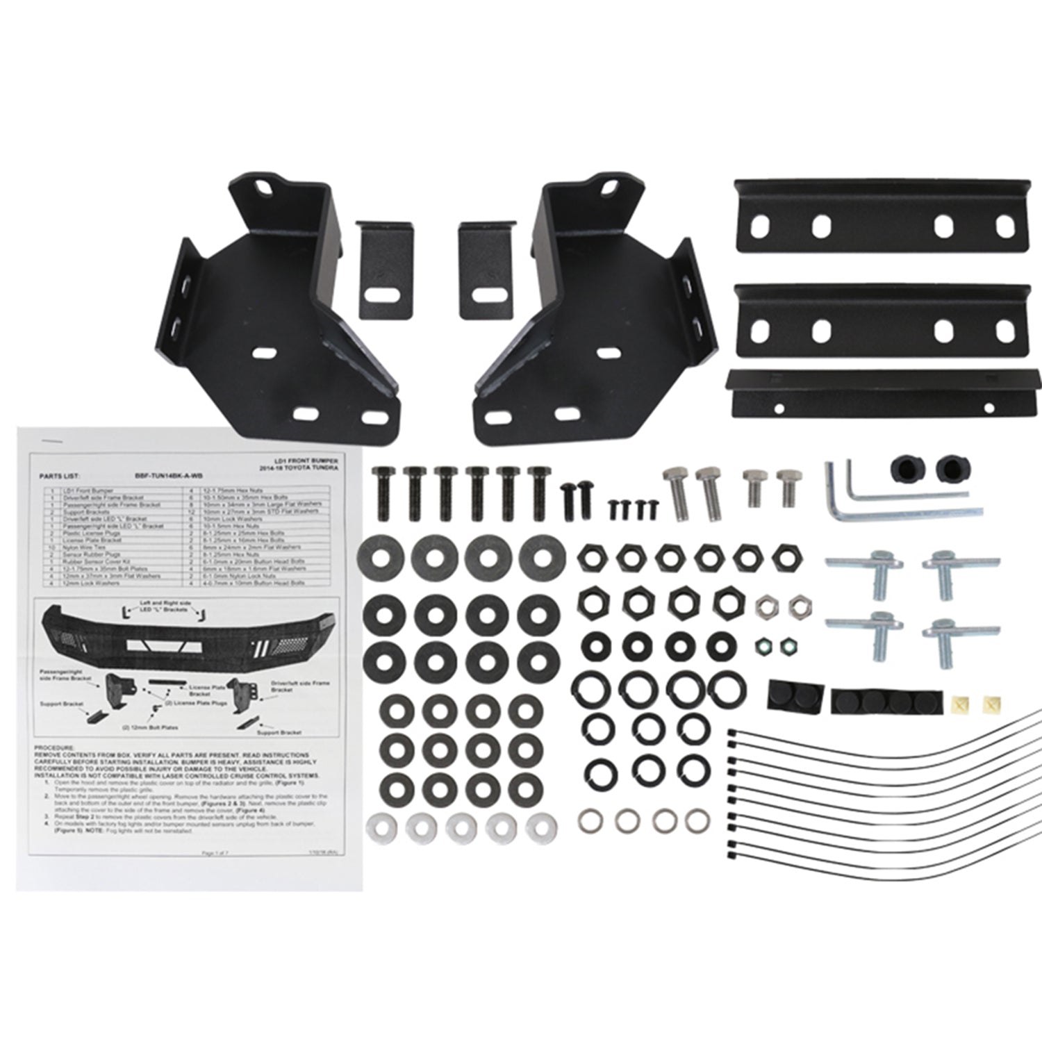 2014-2021 Toyota Tundra Black Heavy Duty Steel Front Bumper & LED Light Ports