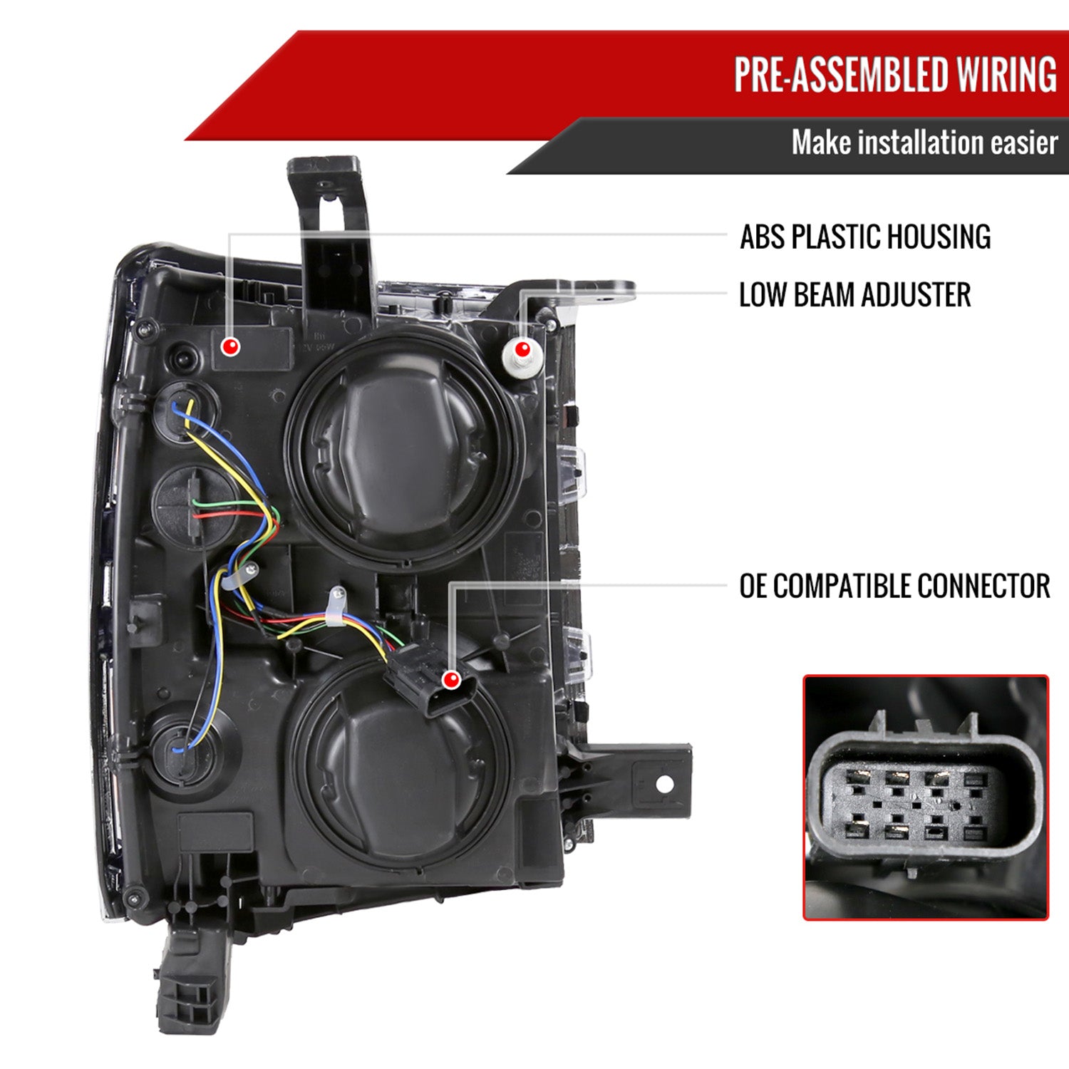 2014-2015 Chevy Silverado 1500 Factory Headlights Amber Reflectors Chrome