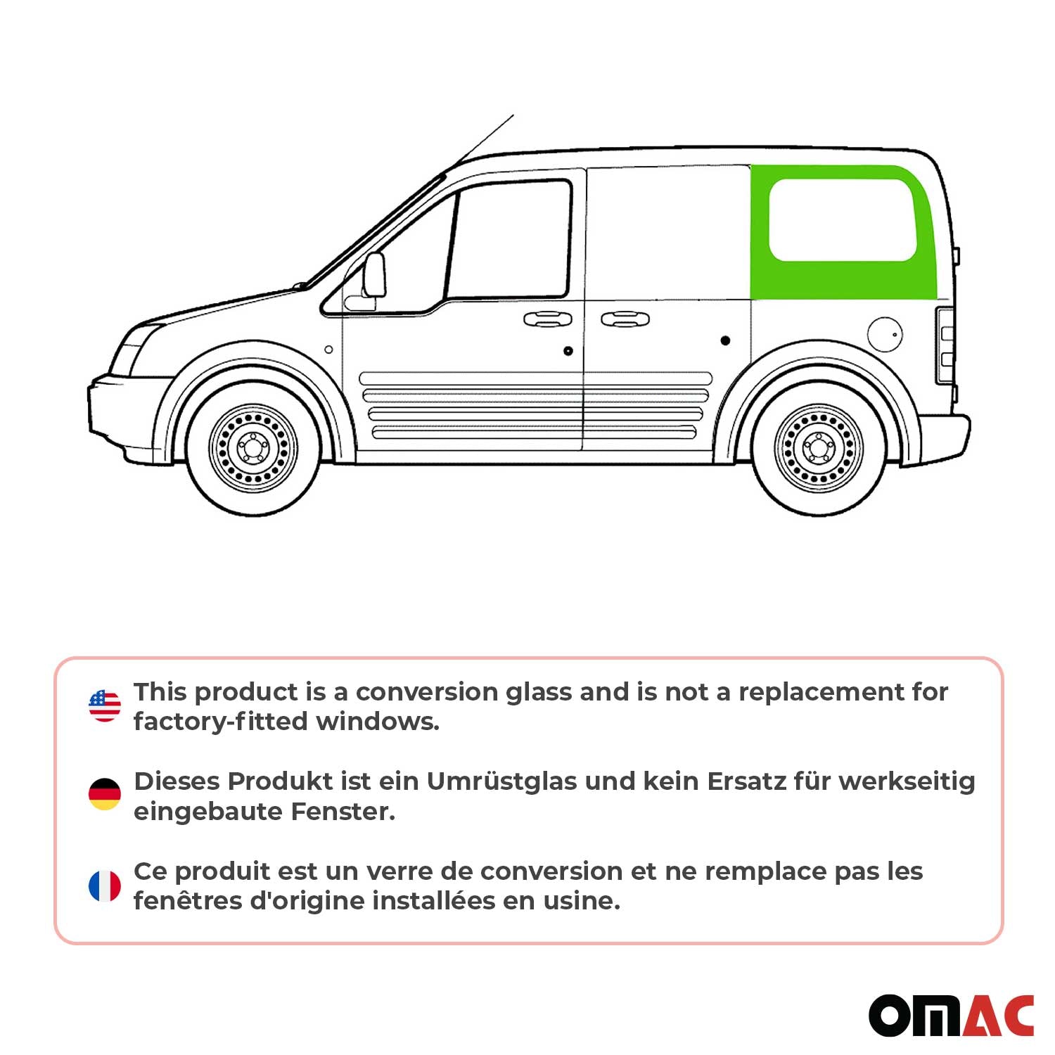 2010-2013 Ford Transit Connect Window Glass Rear Left Side Sliding Door L1L2