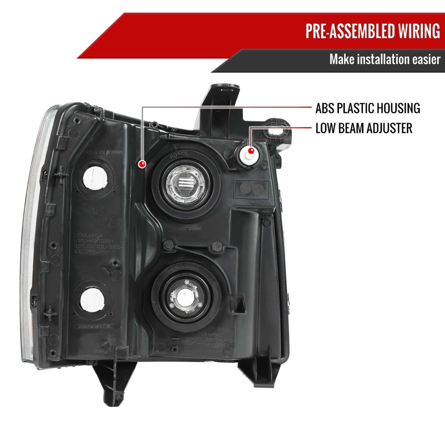 2007-2013 Chevy Silverado 1500/ 2500HD 3500HD Factory Headlights Matte Black