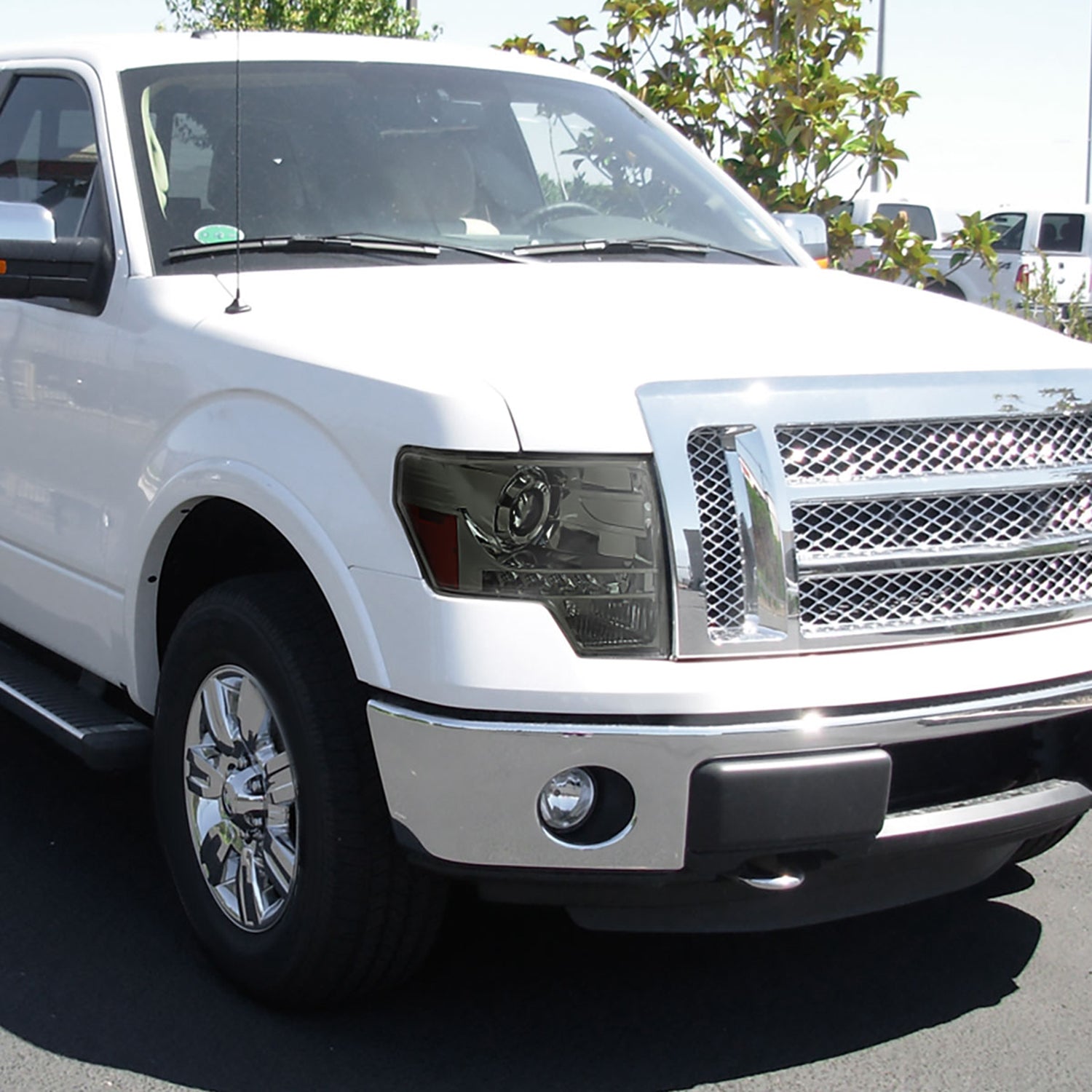 2009-2014 Ford F-150 Projector Headlights w/ LED Light Strip Chrome/Smoke Lens