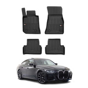 2022-2025 BMW i4 Gran Coupe / BMW 4 Series G26 Gran Coupe Premium Floor Mats Liners Full Set All Weather Heavy Duty Black