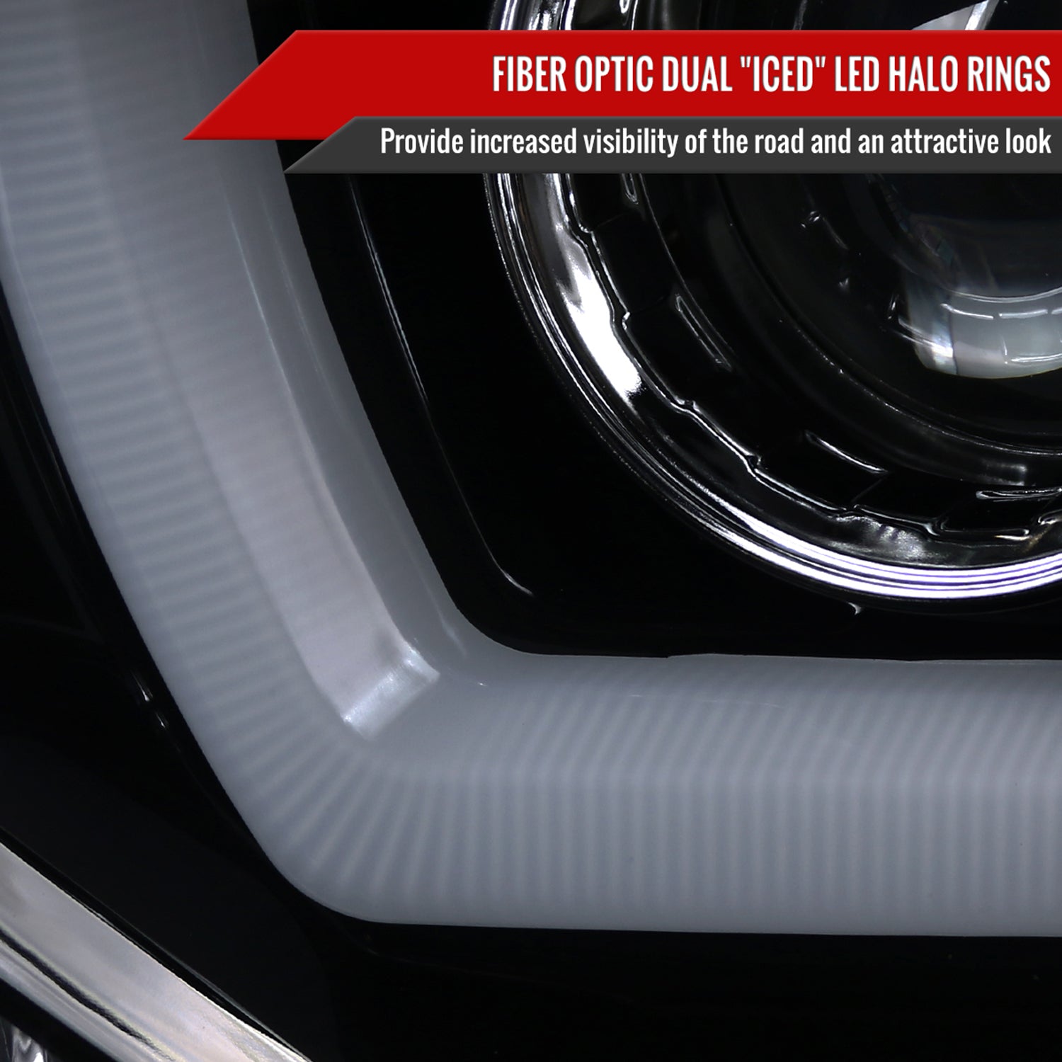 2011-2014 Dodge Charger Dual LED U-Bar Projector Headlights Glossy Black/Smoke