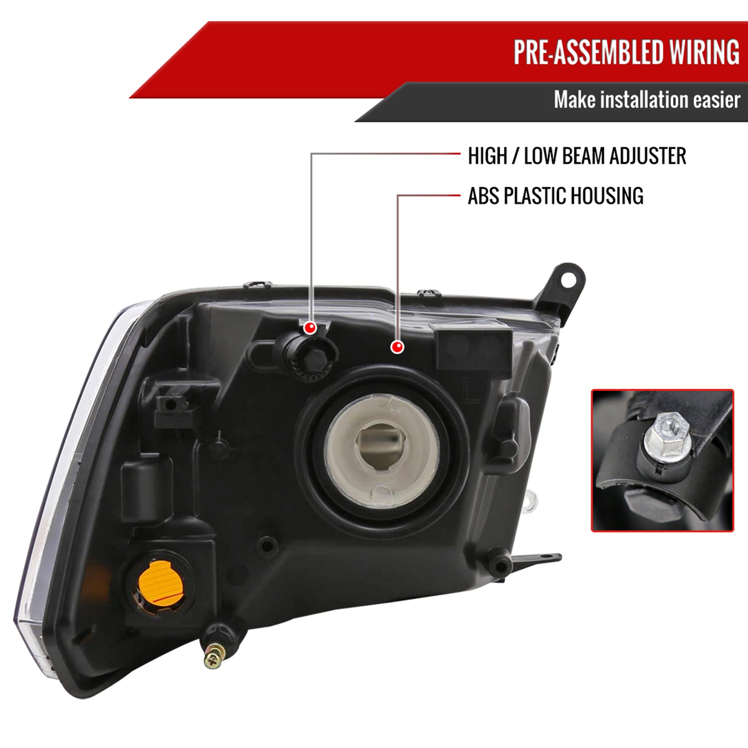 2009-2018 Dodge RAM 1500 / RAM 2500 3500 Factory Dual Headlights Black