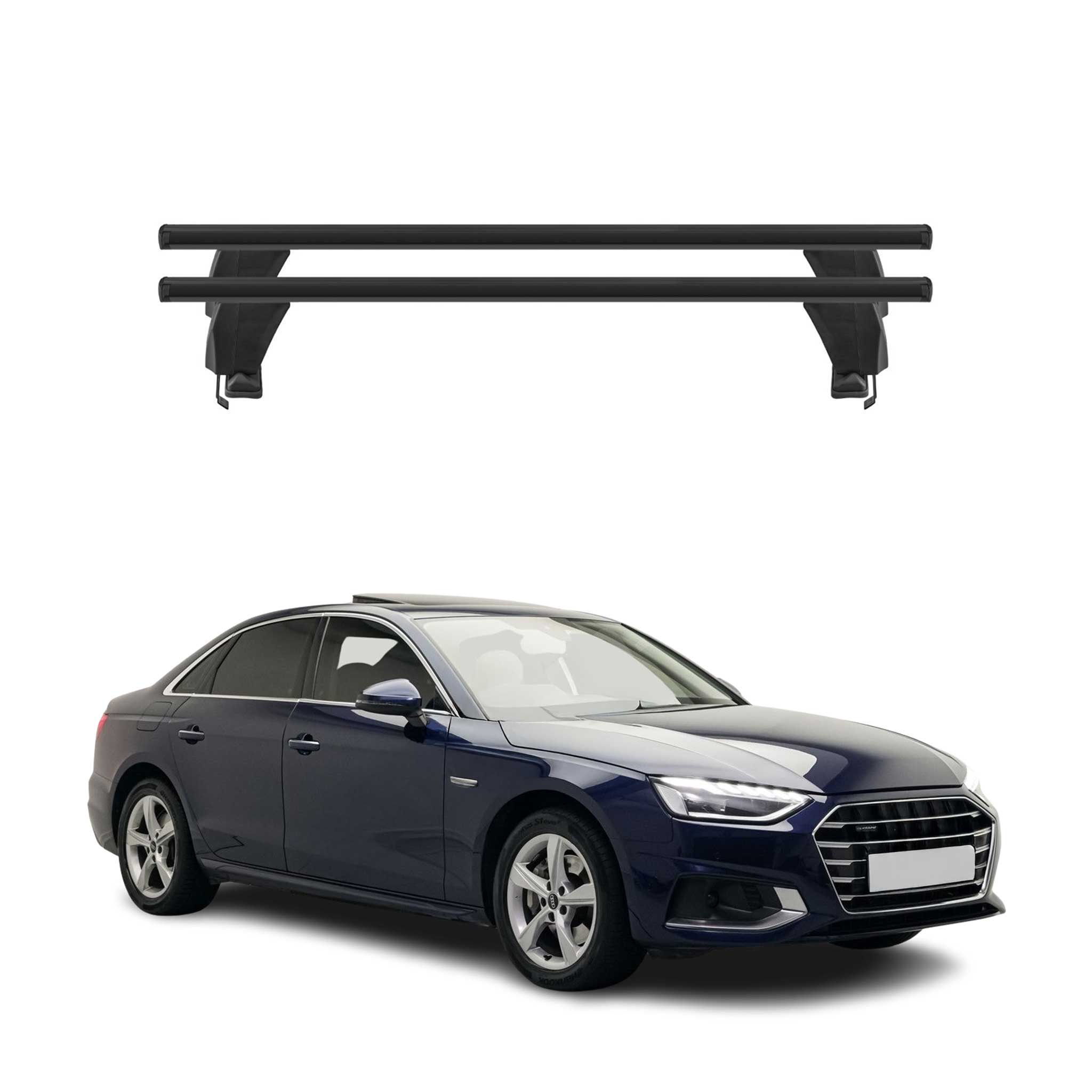 Top Roof Racks Cross Bars fits Audi A4 B9 Sedan 2020-25 FL 2Pcs Black Aluminium