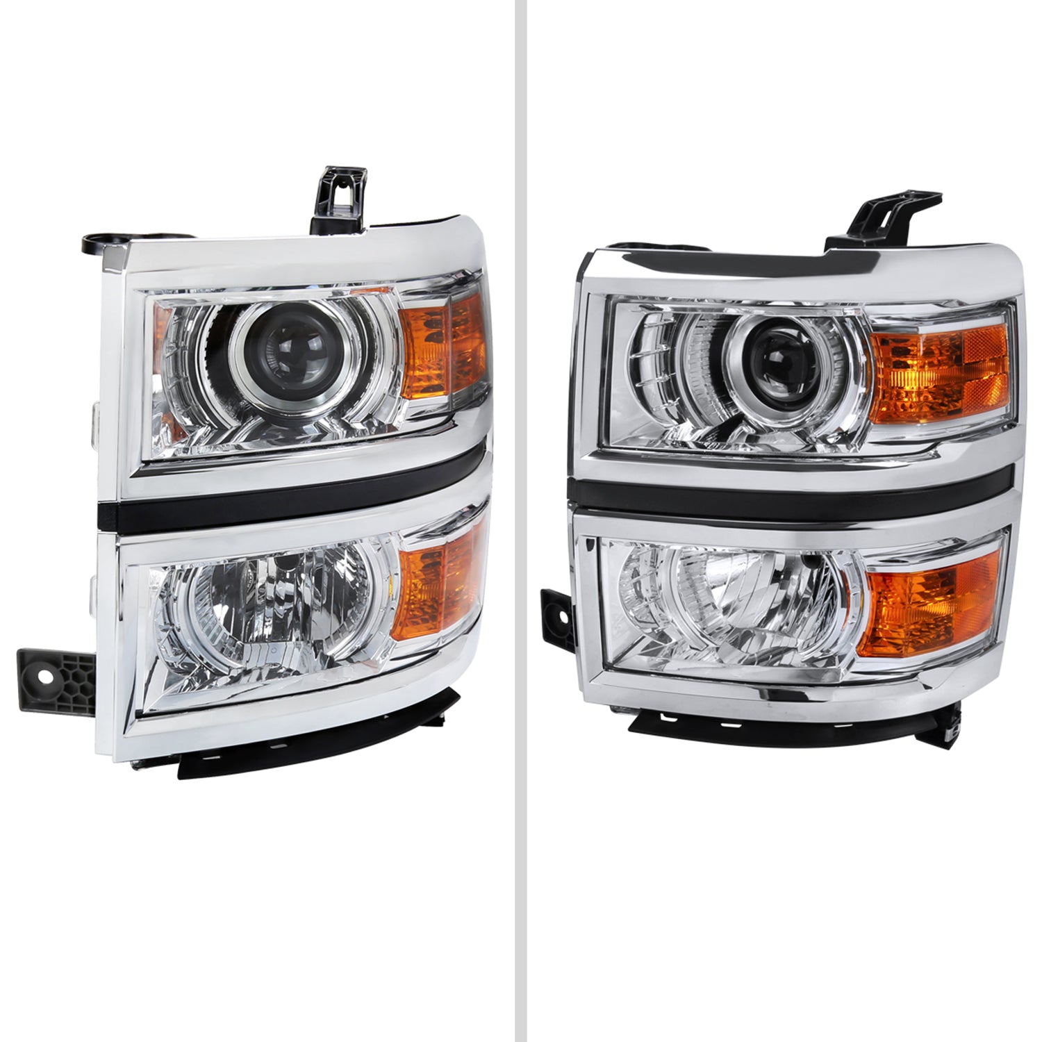 2014-2015 Chevy Silverado 1500 Projector Headlights Chrome/Clear Lens
