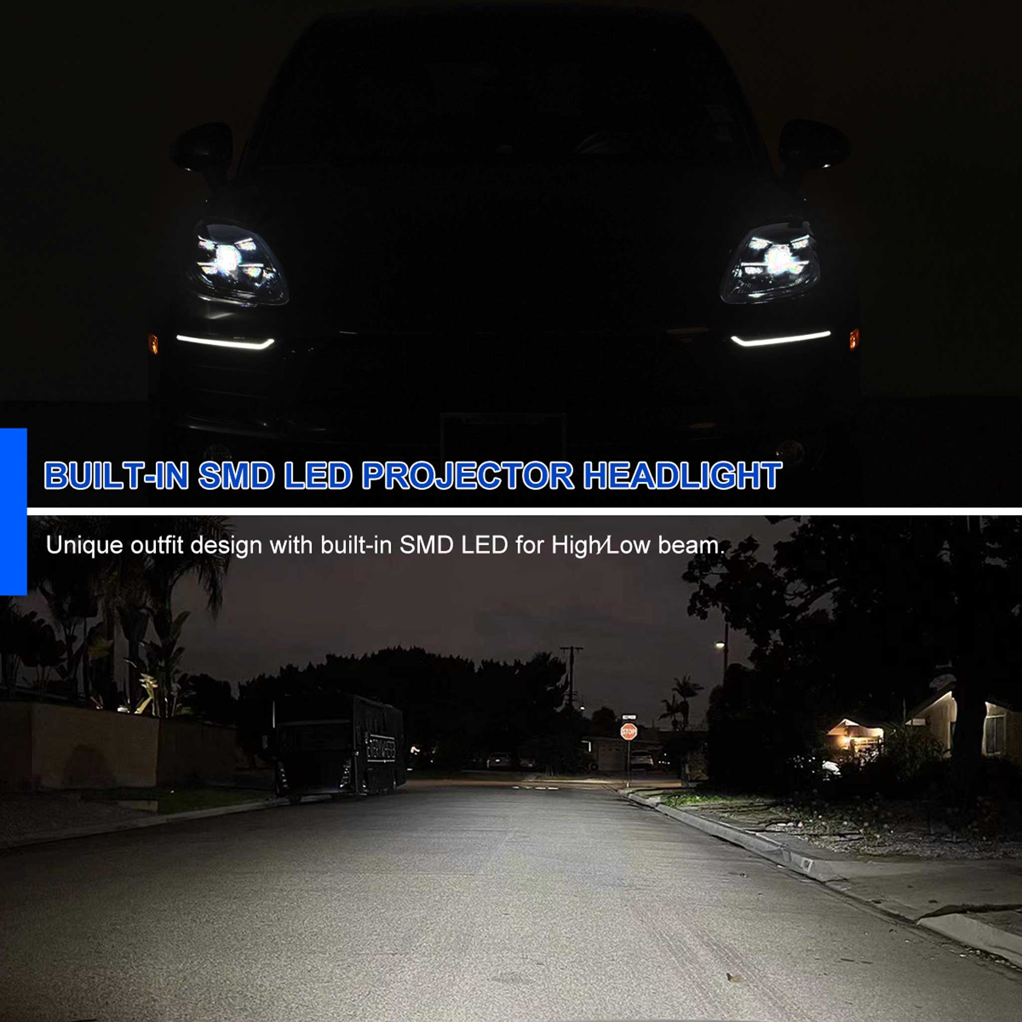 For Porsche Macan 95B.1 2015-2018 Matrix LED Projector Headlights DRL Non-Dynamic Black Clear Glossy Trim