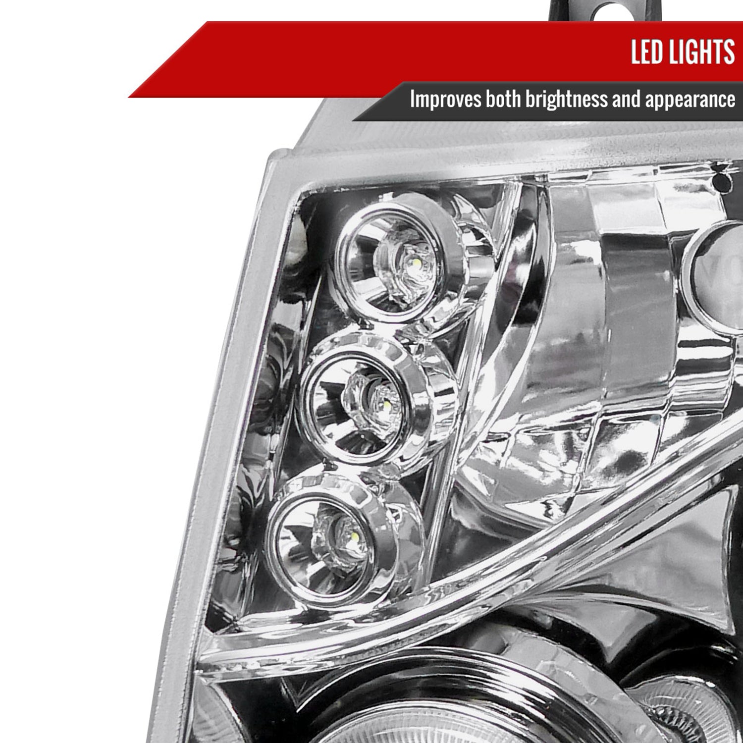 2007-2013 Chevy Avalanche/ 07-2014 Tahoe Suburban Dual Halo Headlights Chrome