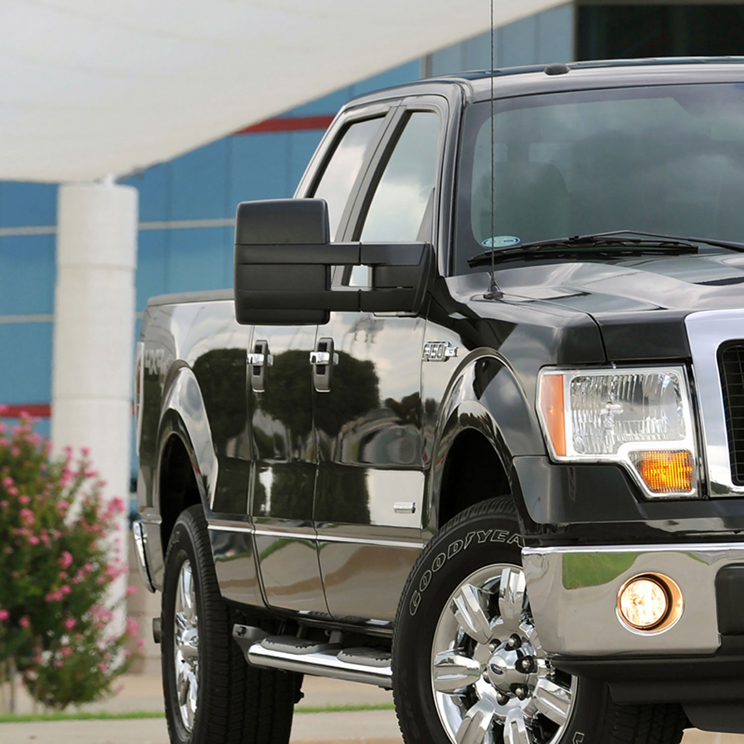 2007-2014 Ford F-150 Black Heated Telescoping Tow Mirrors Turn Signals Amber