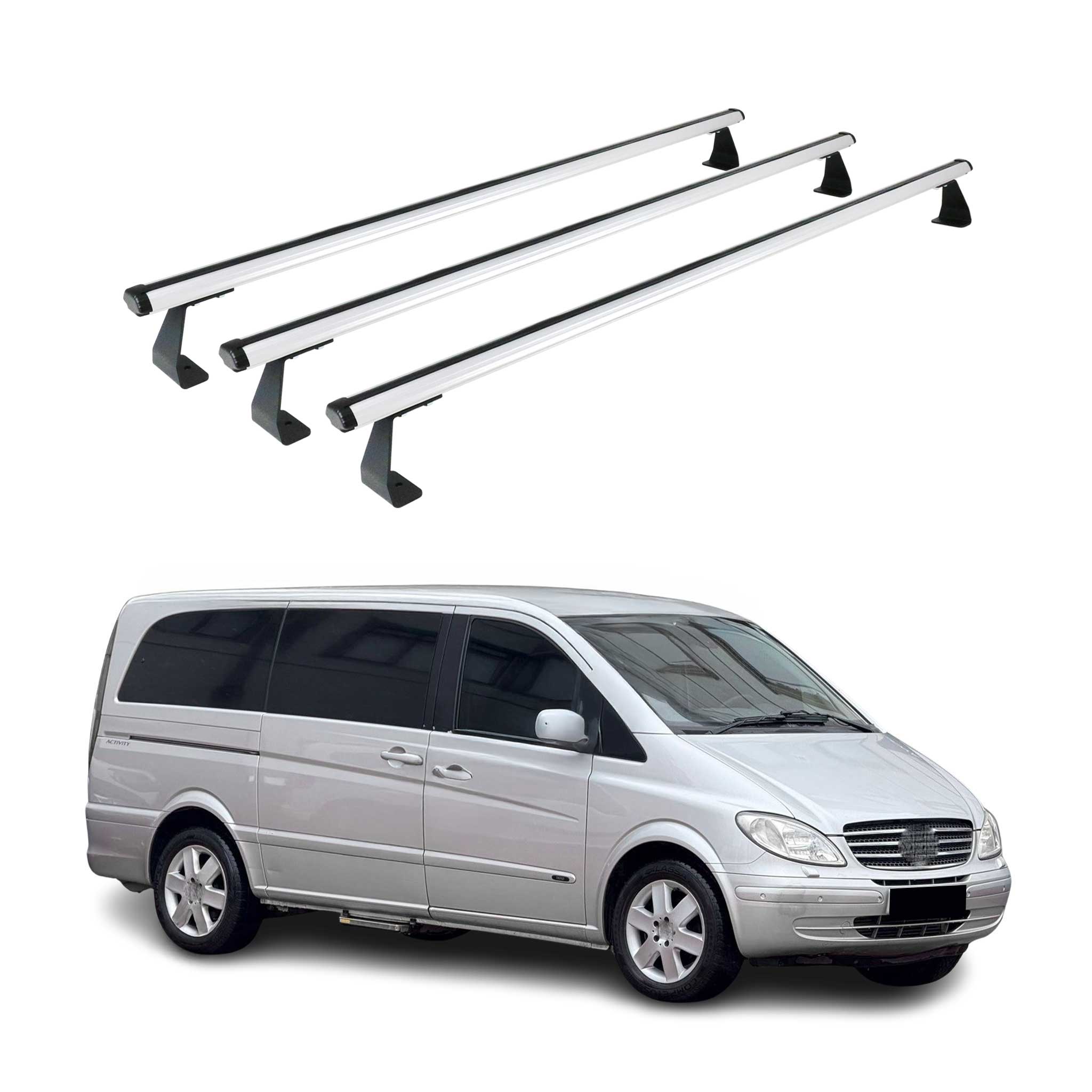 2016-2023 Mercedes Metris Fix Points Roof Racks Cross Bar Gray 3 Pcs