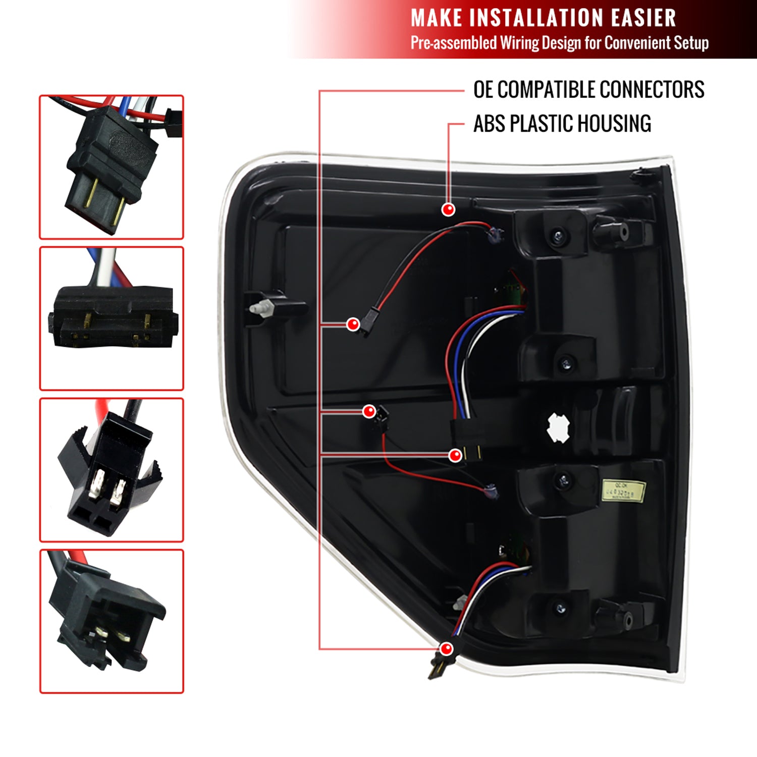 2009-2014 Ford F-150 LED Tail Lights - OZ Matte Black Housing/Clear Lens