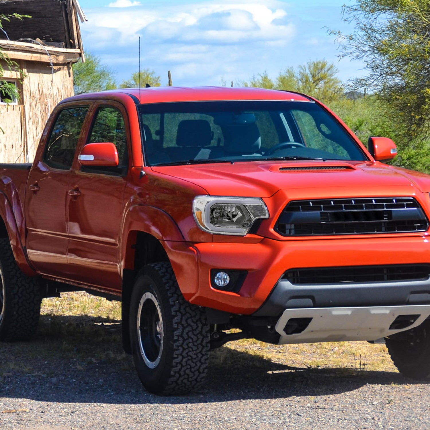 2012-2015 Toyota Tacoma LED Bar Factory Headlights Amber Reflector Chrome