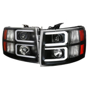 2007-2013 Chevy Silverado 1500 2500HD 3500HD Dual LED C-Bar Headlights Black