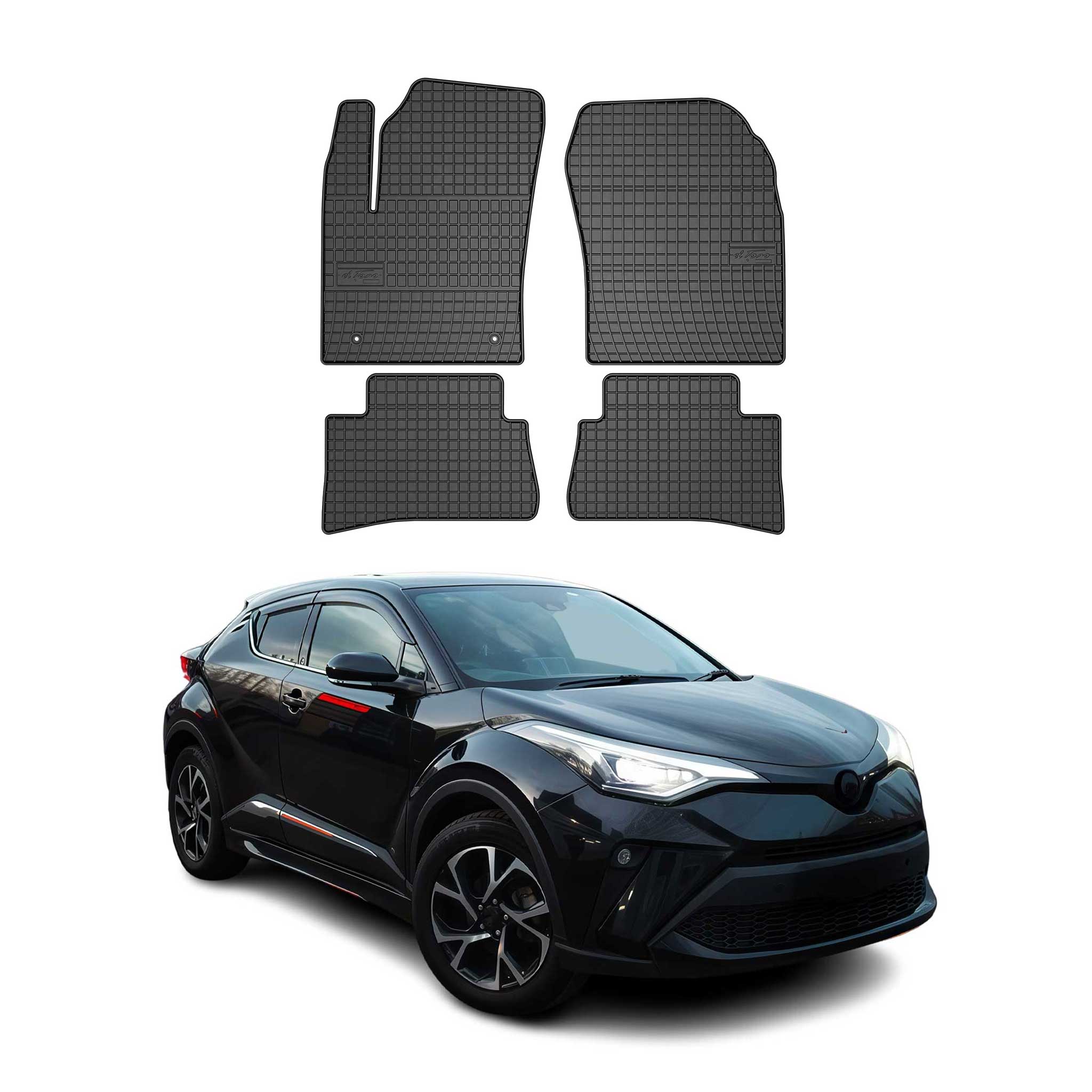 2018-2022 Toyota C-HR Floor Mats Liners Full Set All Weather Rubber Black