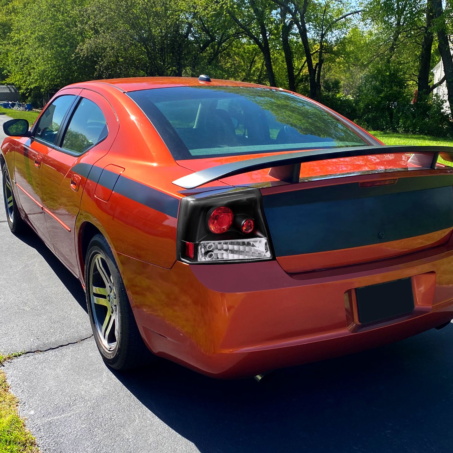 2005-2008 Dodge Charger Tail Lights Matte Black Housing/Clear Lens
