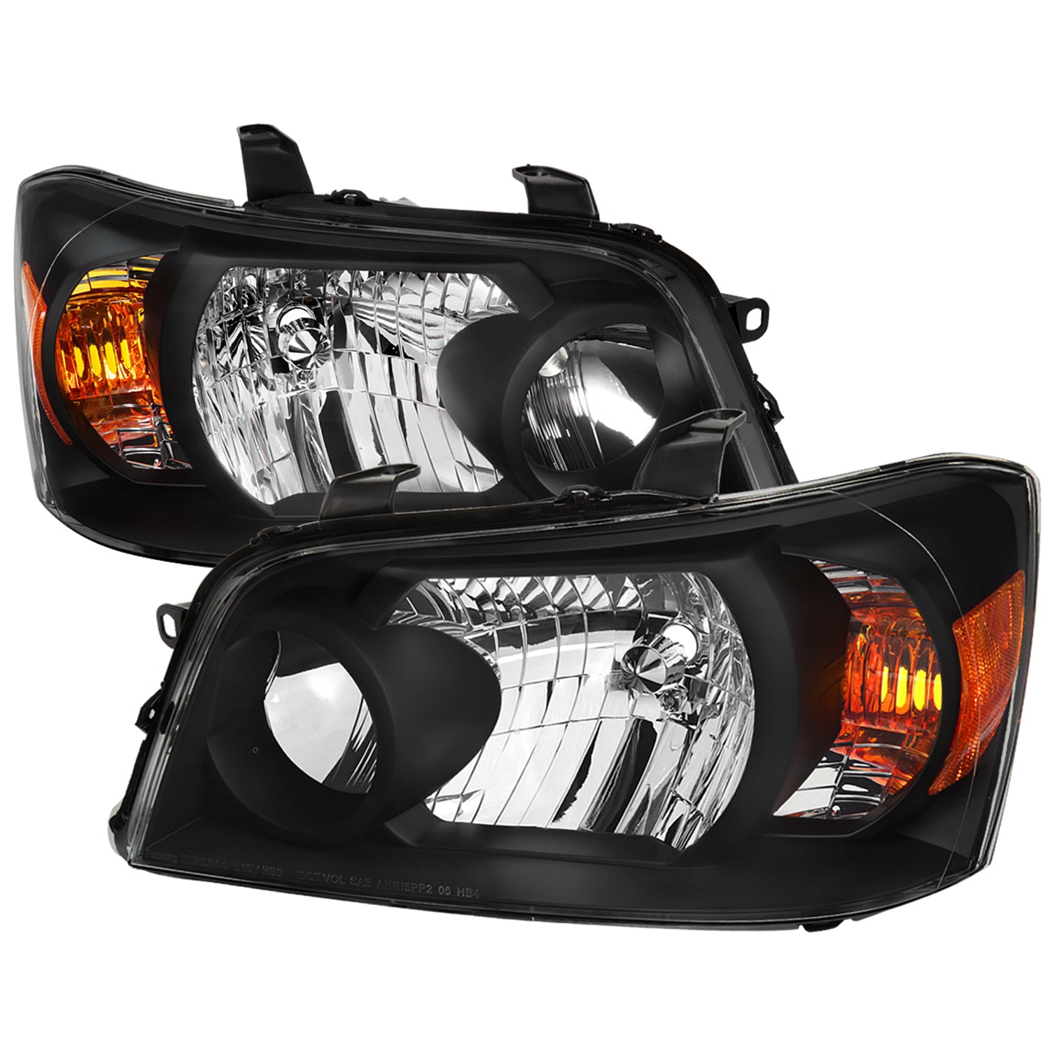 2004-2007 Toyota Highlander Factory Style Headlights Matte Black/Clear Lens