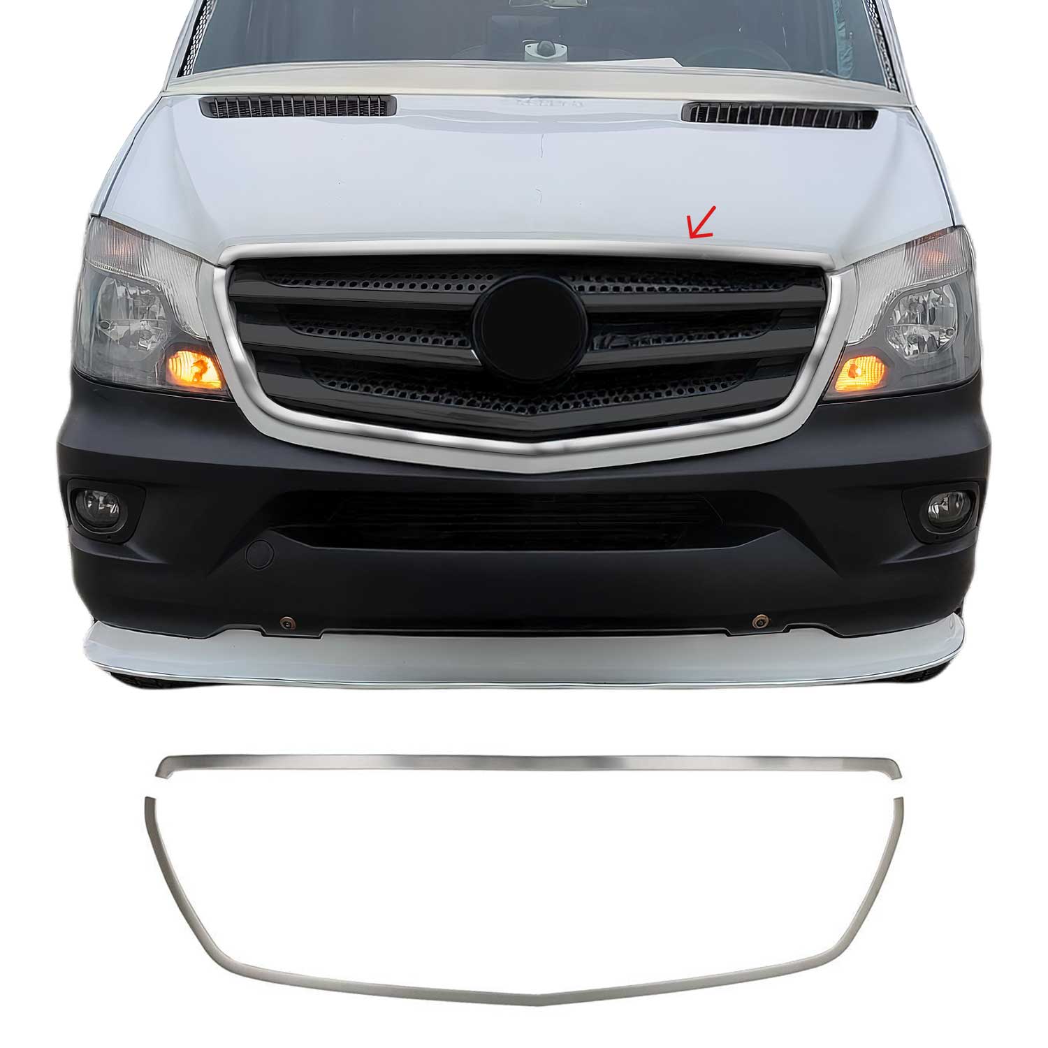 2014-2018 Mercedes Sprinter W906 Front Bumper Grill Trim Brushed Stainless Steel 2Pcs