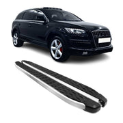 2007-2015 Audi Q7 Running Boards Side Steps Silver & Black