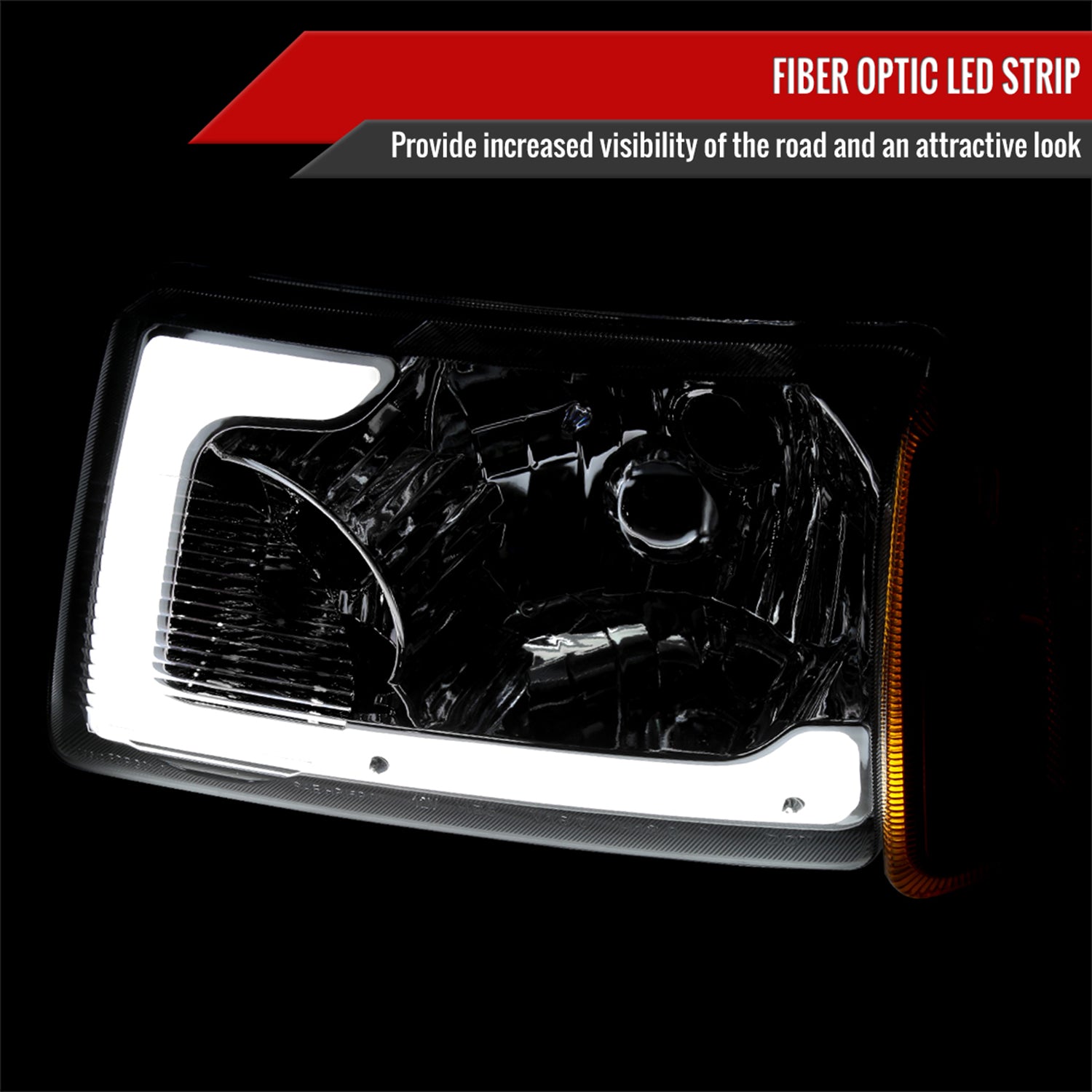 2001-2011 Ford Ranger LED Bar Factory Headlights Amber Corner Lamp Chrome