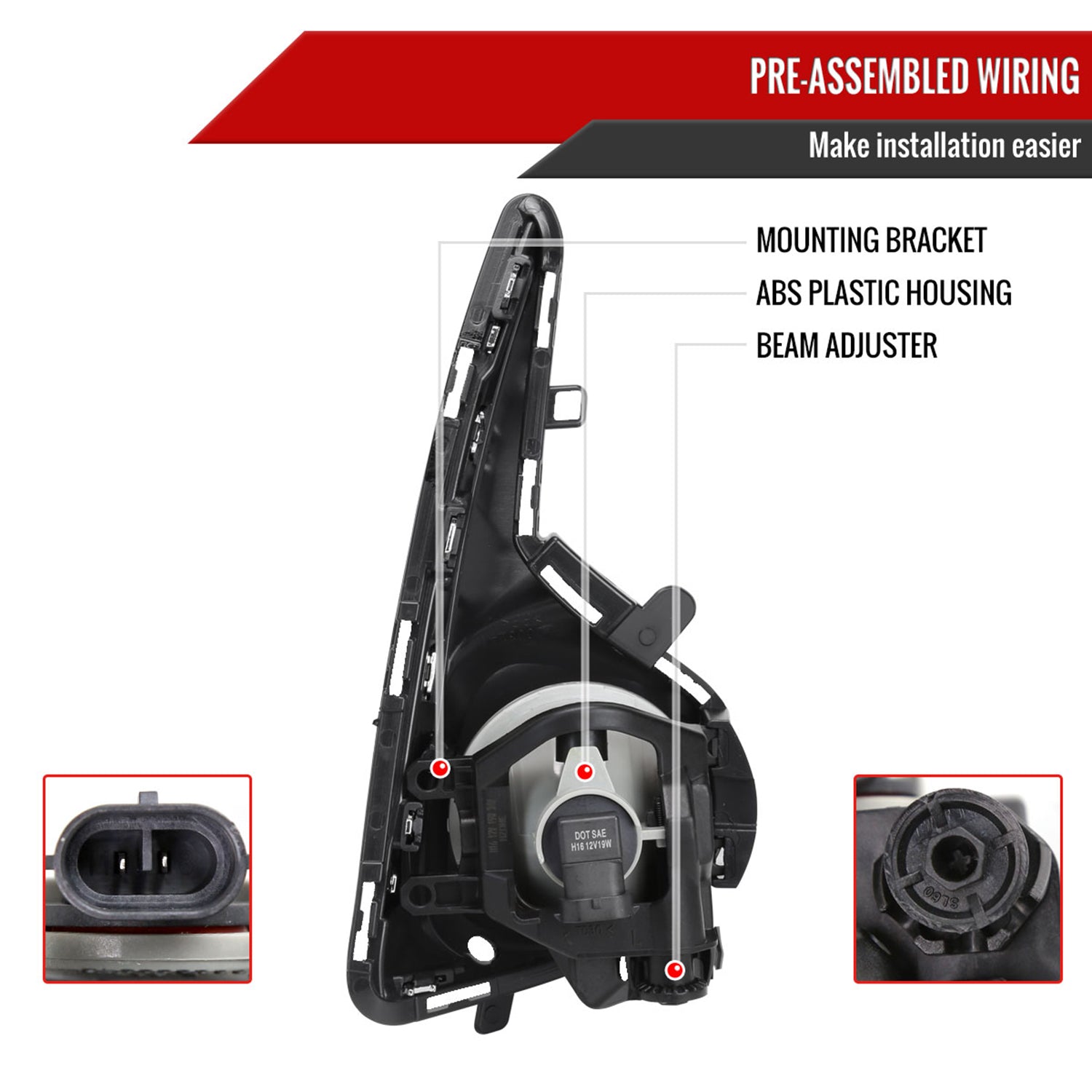 2018-2019 Toyota Yaris H16 Fog Lights Kit Chrome Housing/Clear Lens