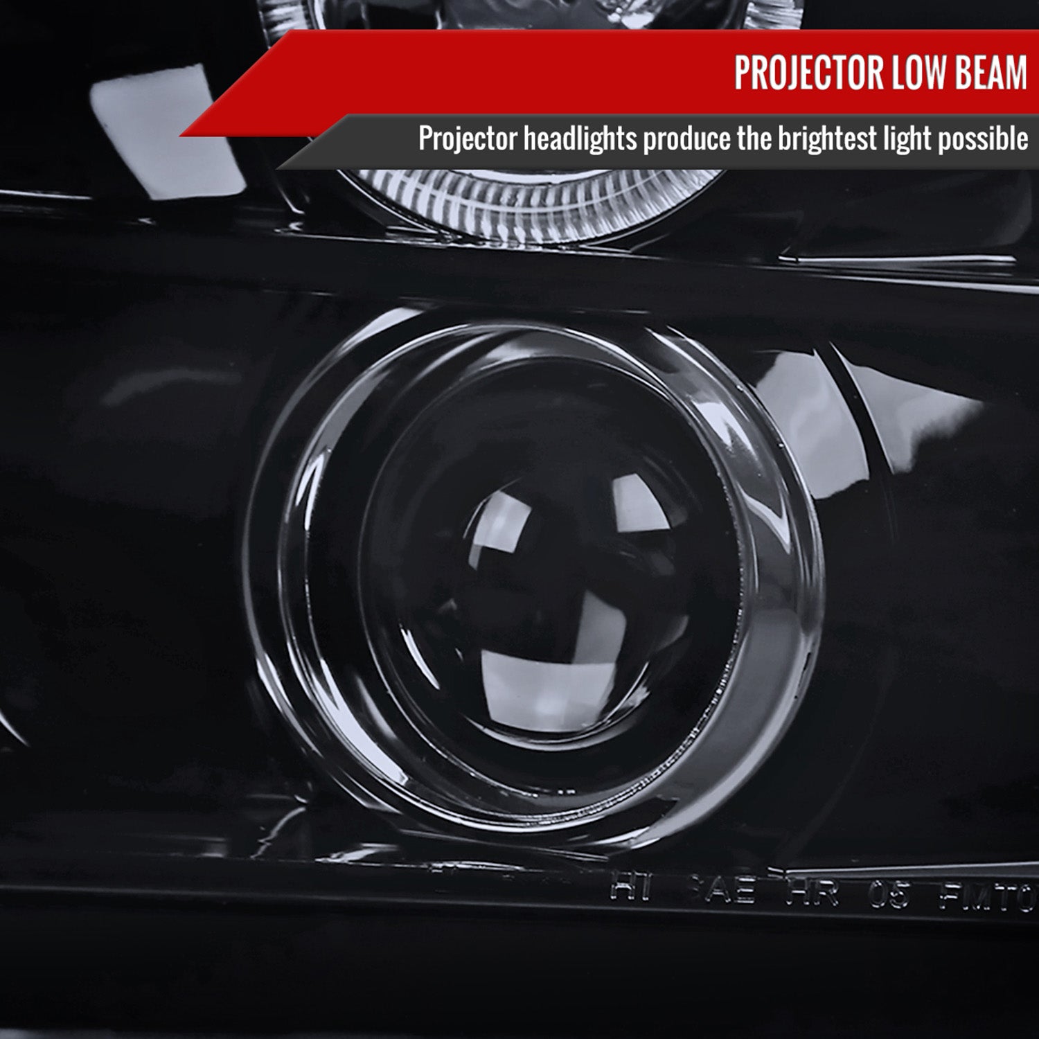 2005-2009 Ford Mustang Halo Projector Headlights LED Light Strip Black/Smoke