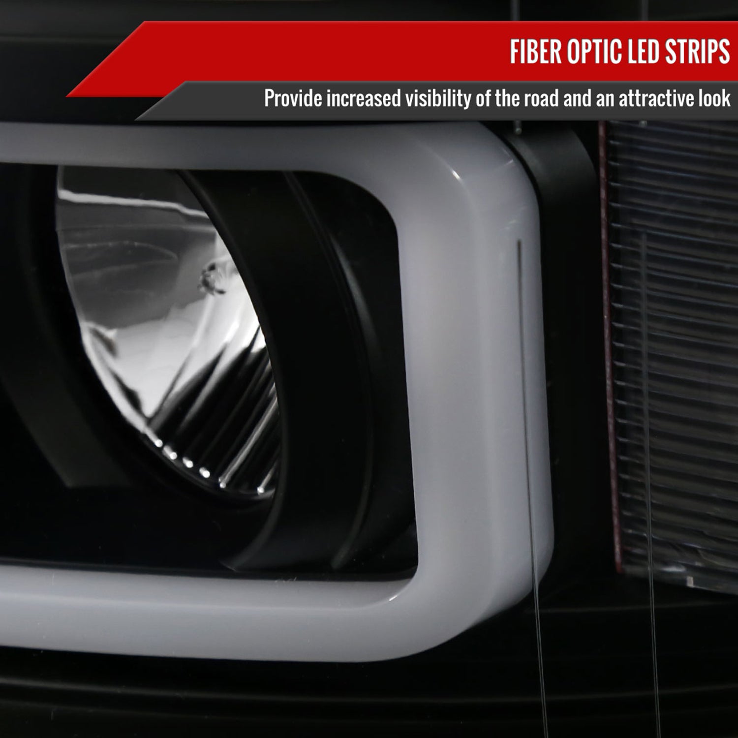 2007-2013 Chevy Silverado 1500 2500HD 3500HD Dual LED C-Bar Headlights Black