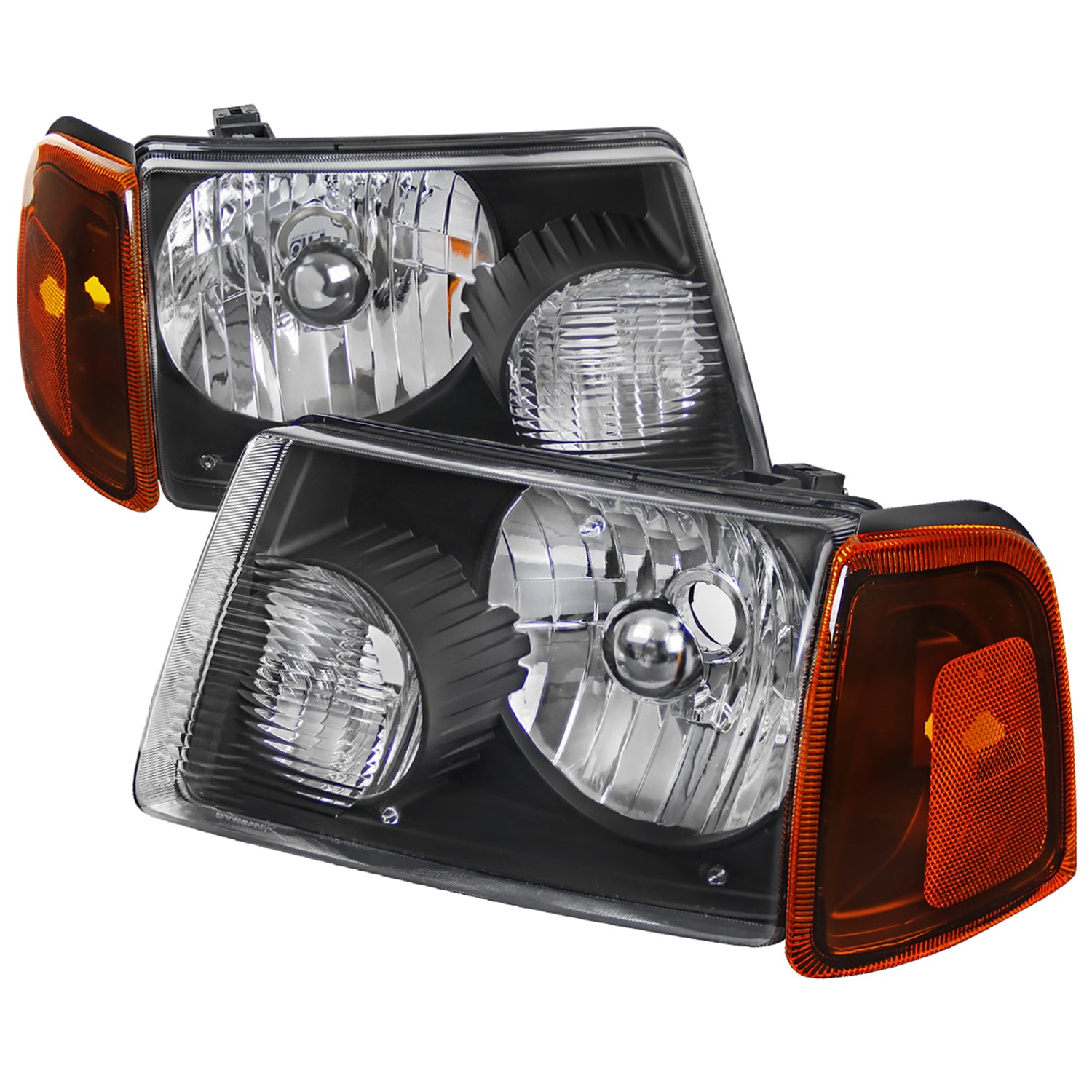 2001-2011 Ford Ranger Factory Headlights Amber Lens Corner Signal Lights Black