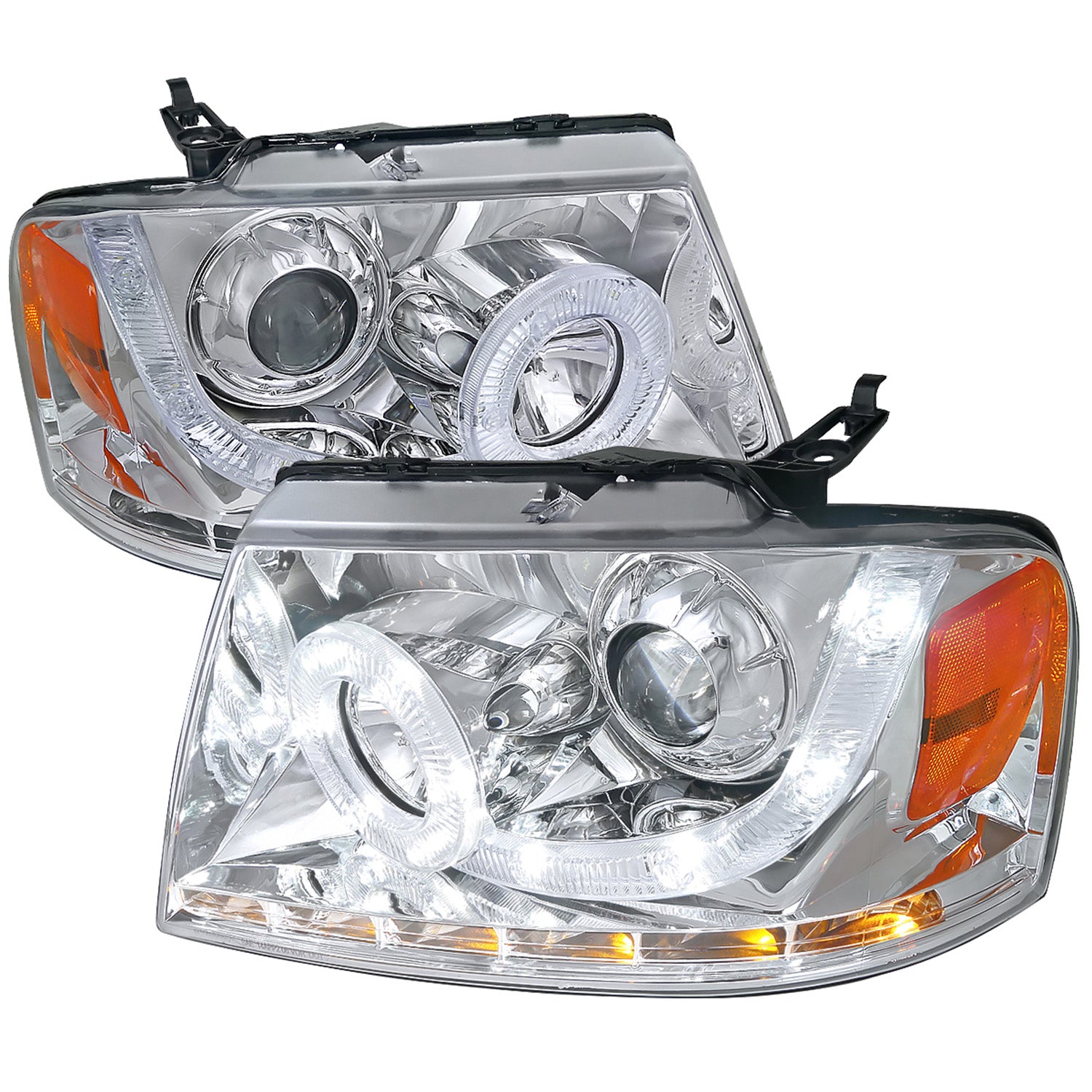 2004-2008 Ford F-150/ Lincoln Mark LT Halo Headlights LED Light& Signal Chrome
