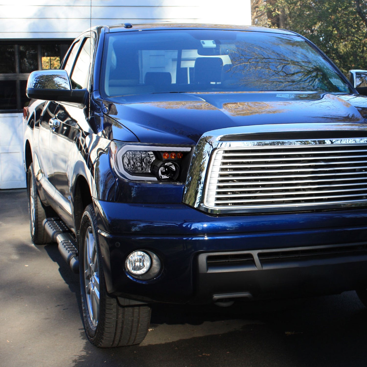 2007-2013 Toyota Tundra/08-2017 Sequoia LED Tube Factory Headlights Signal Black